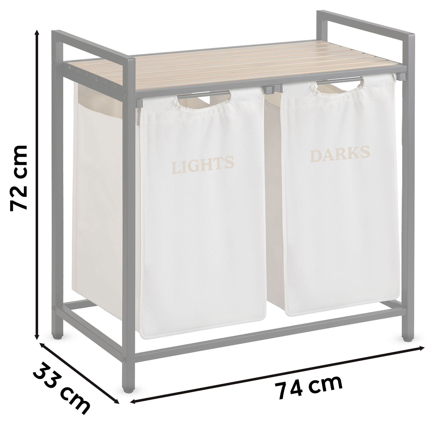 Kahe sektsiooniga pesukorv raamil 80 l Massido - Image 5