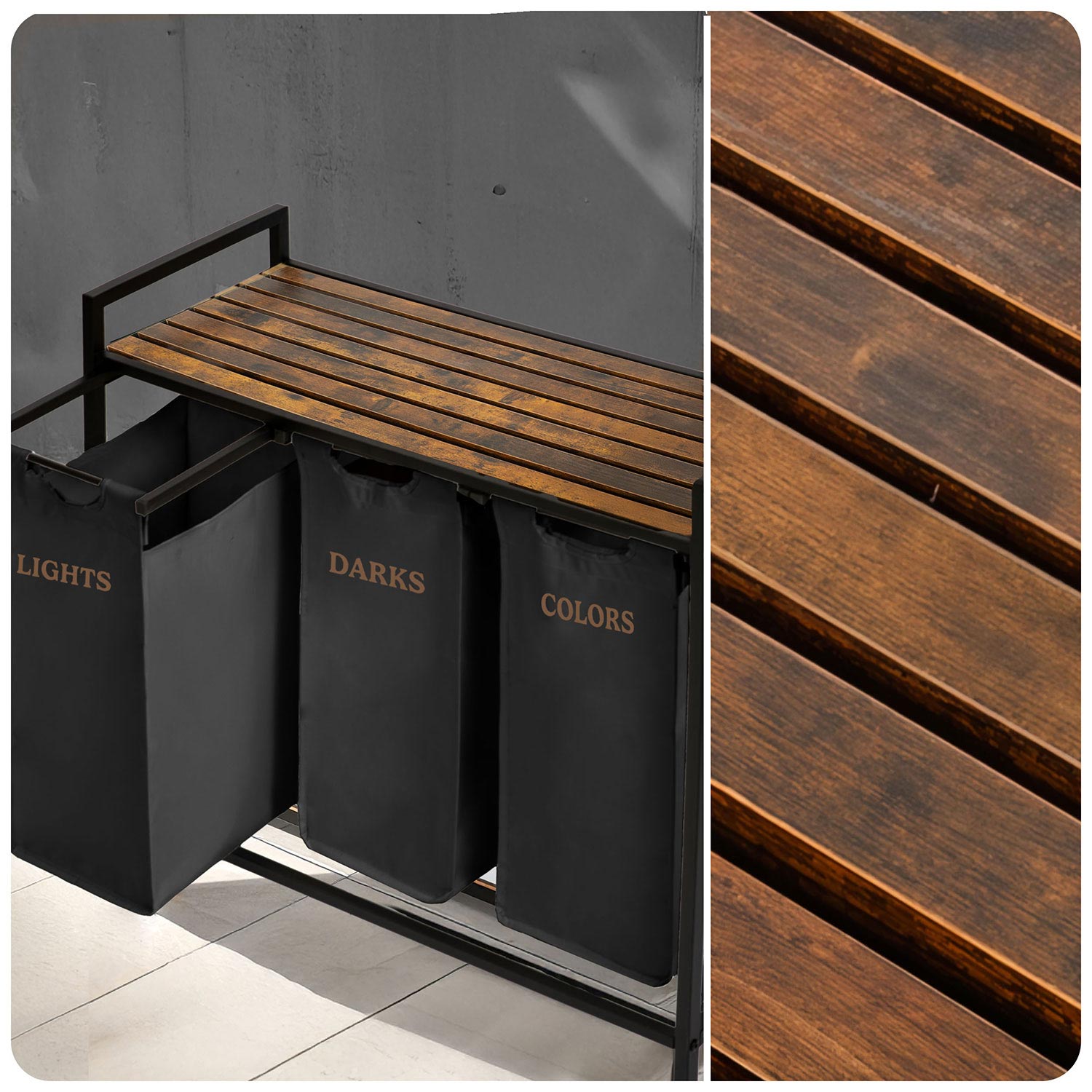 Kolme sektsiooniga pesukorv 120-liitrisel raamil Massido - Image 3