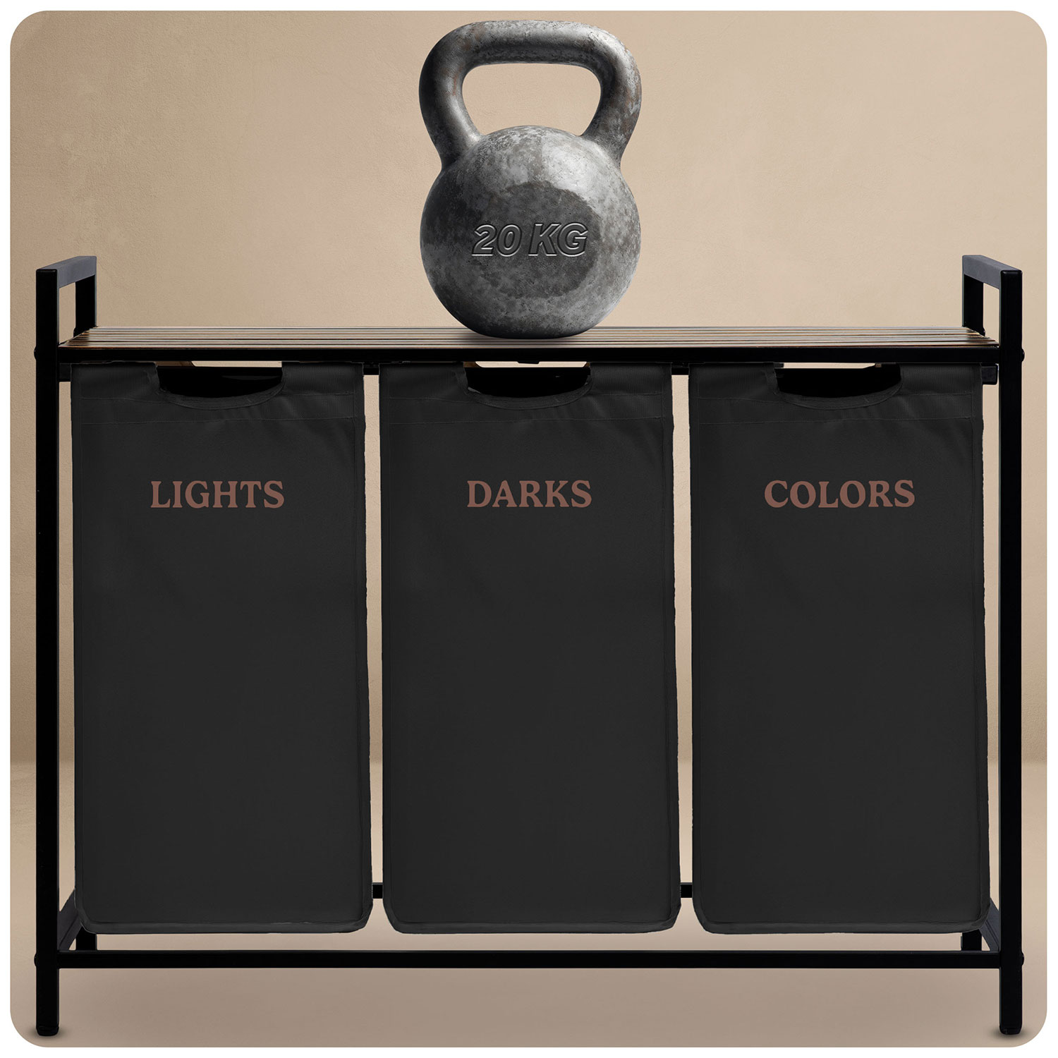 Kolme sektsiooniga pesukorv 120-liitrisel raamil Massido - Image 7