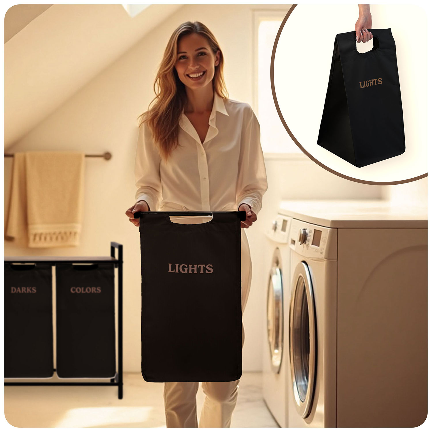 Kolme sektsiooniga pesukorv 120-liitrisel raamil Massido - Image 6