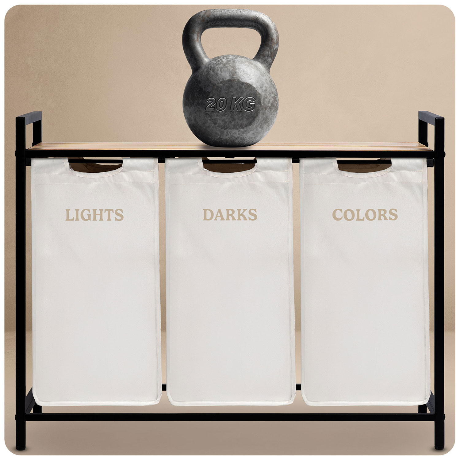 Kolme sektsiooniga pesukorv 120-liitrisel raamil Massido - Image 7