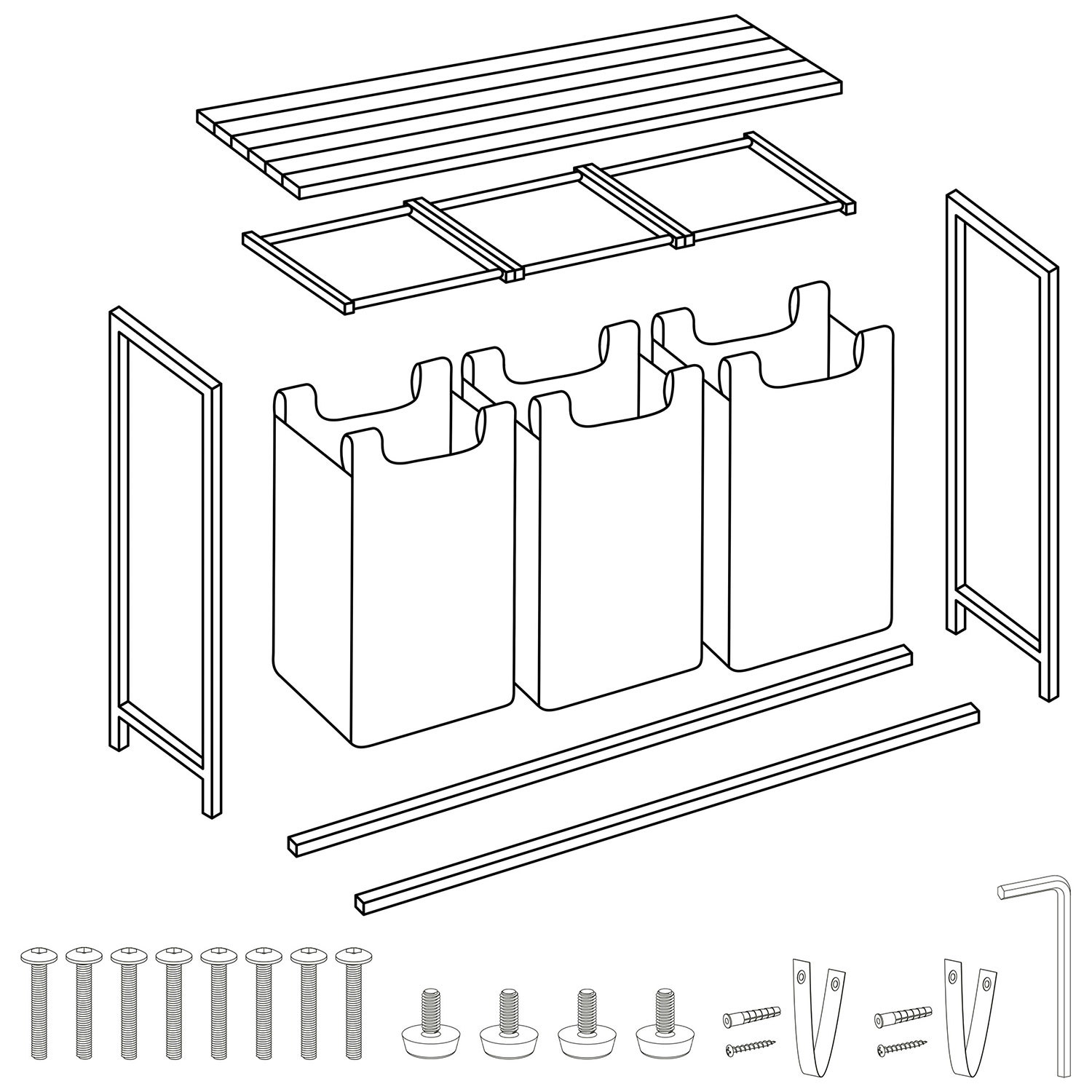 Kolme sektsiooniga pesukorv 120-liitrisel raamil Massido - Image 5