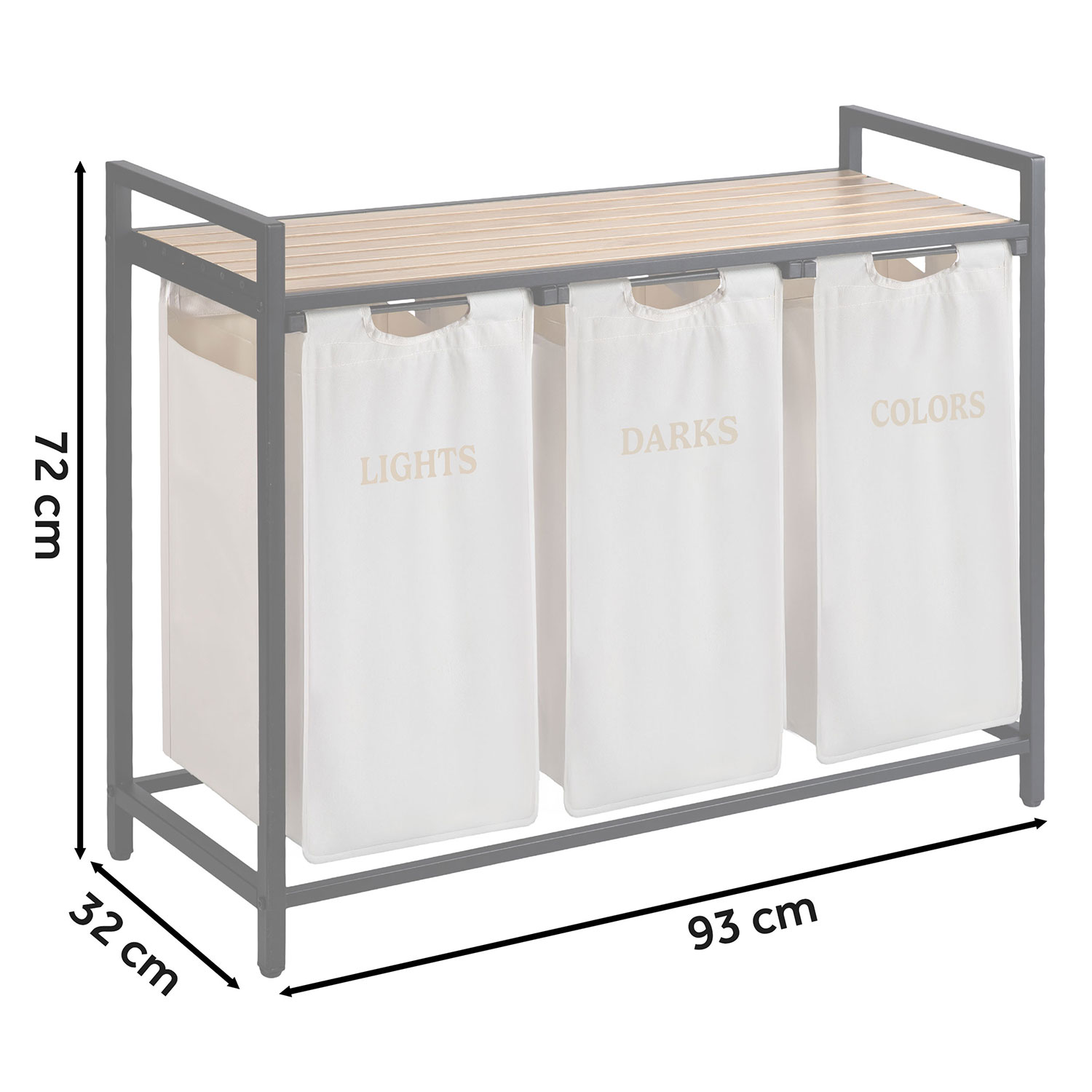 Kolme sektsiooniga pesukorv 120-liitrisel raamil Massido - Image 4