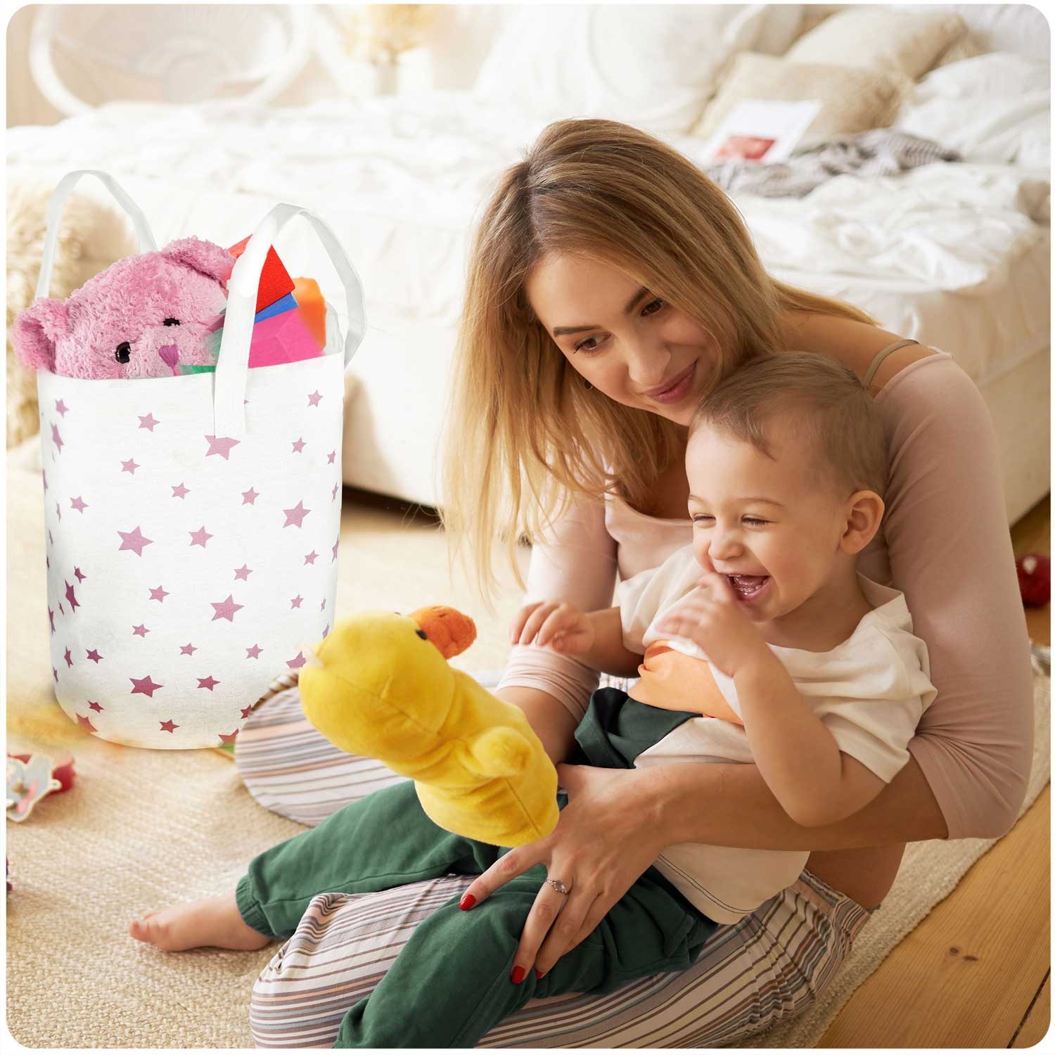 Nukido mänguasjakorv - valge tähtedega - Image 5