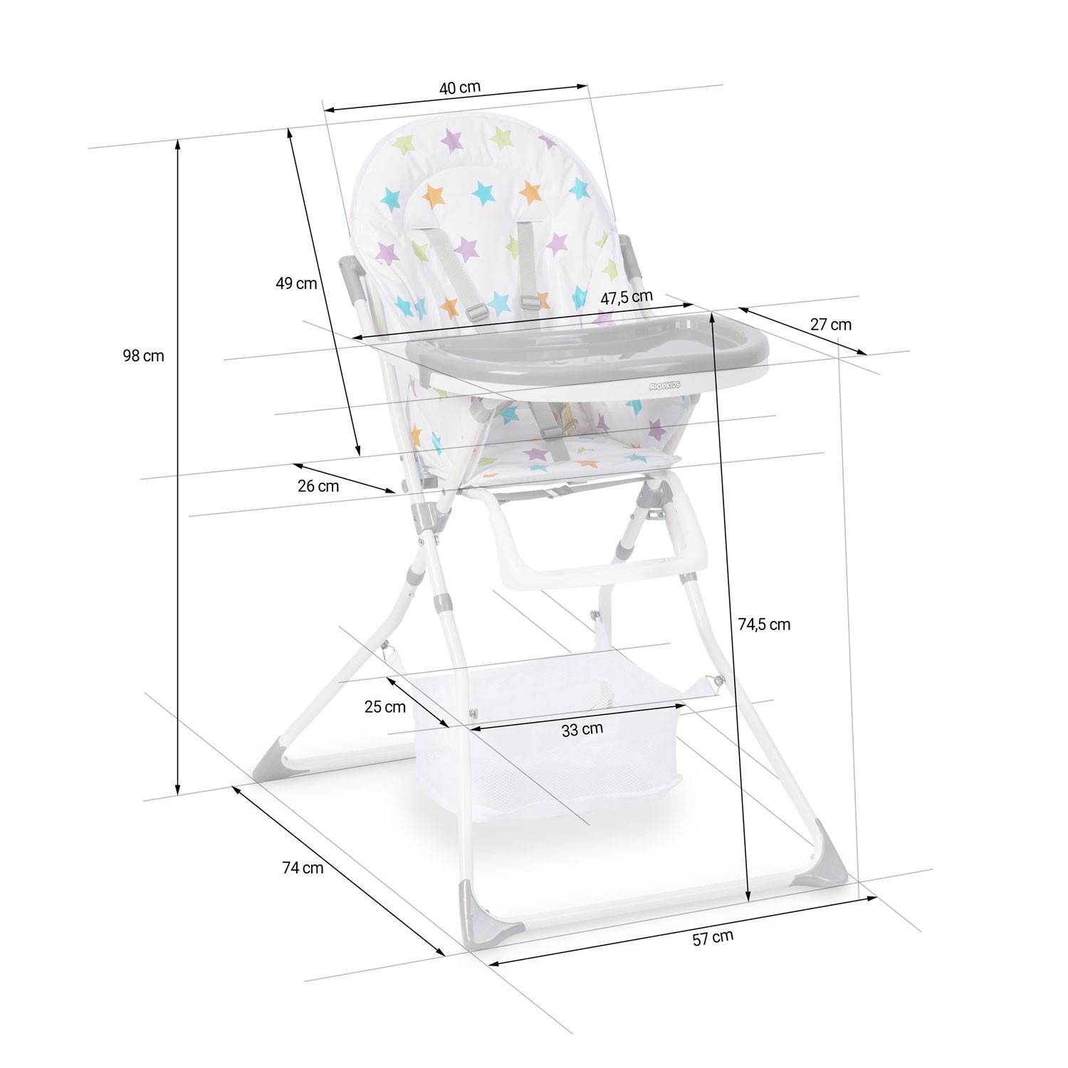 Eldo söötmistool, valge ja hall tähtedega - Image 12