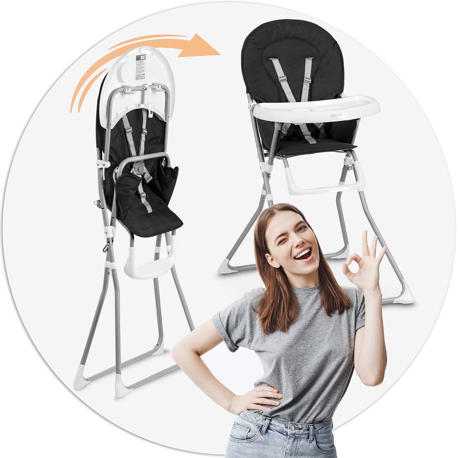 Fando 7067 söötmistool, hall ja must - Image 2