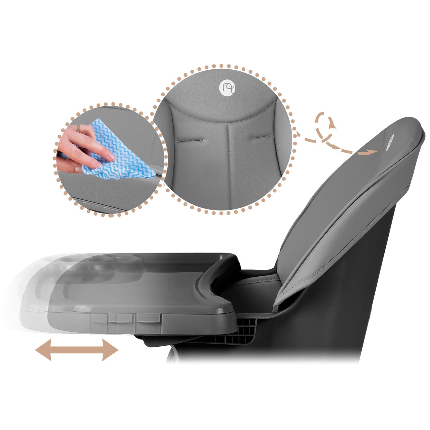 Nukido Tilo söötmistool, hall ja must - Image 15