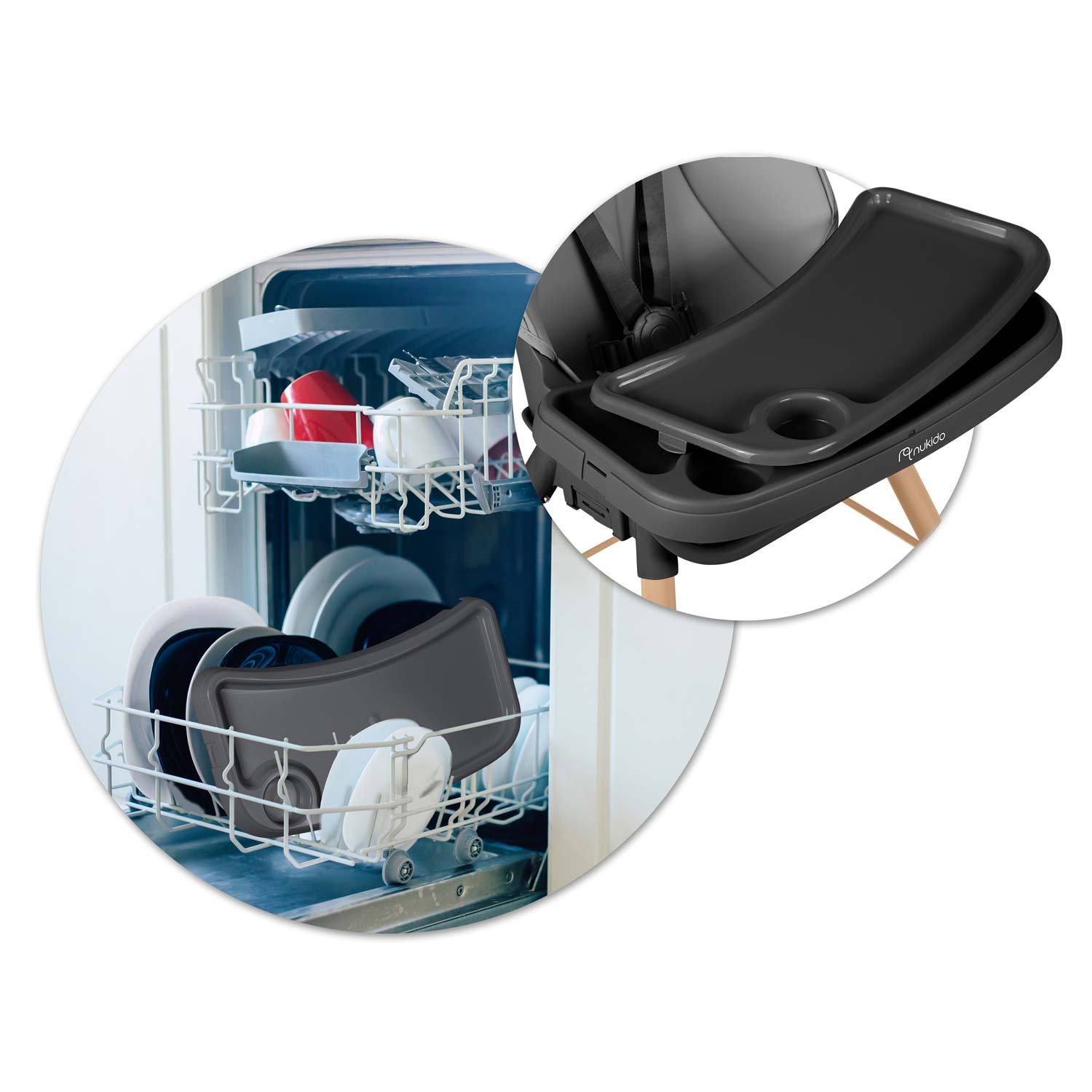 Nukido Tilo söötmistool, hall ja must - Image 16