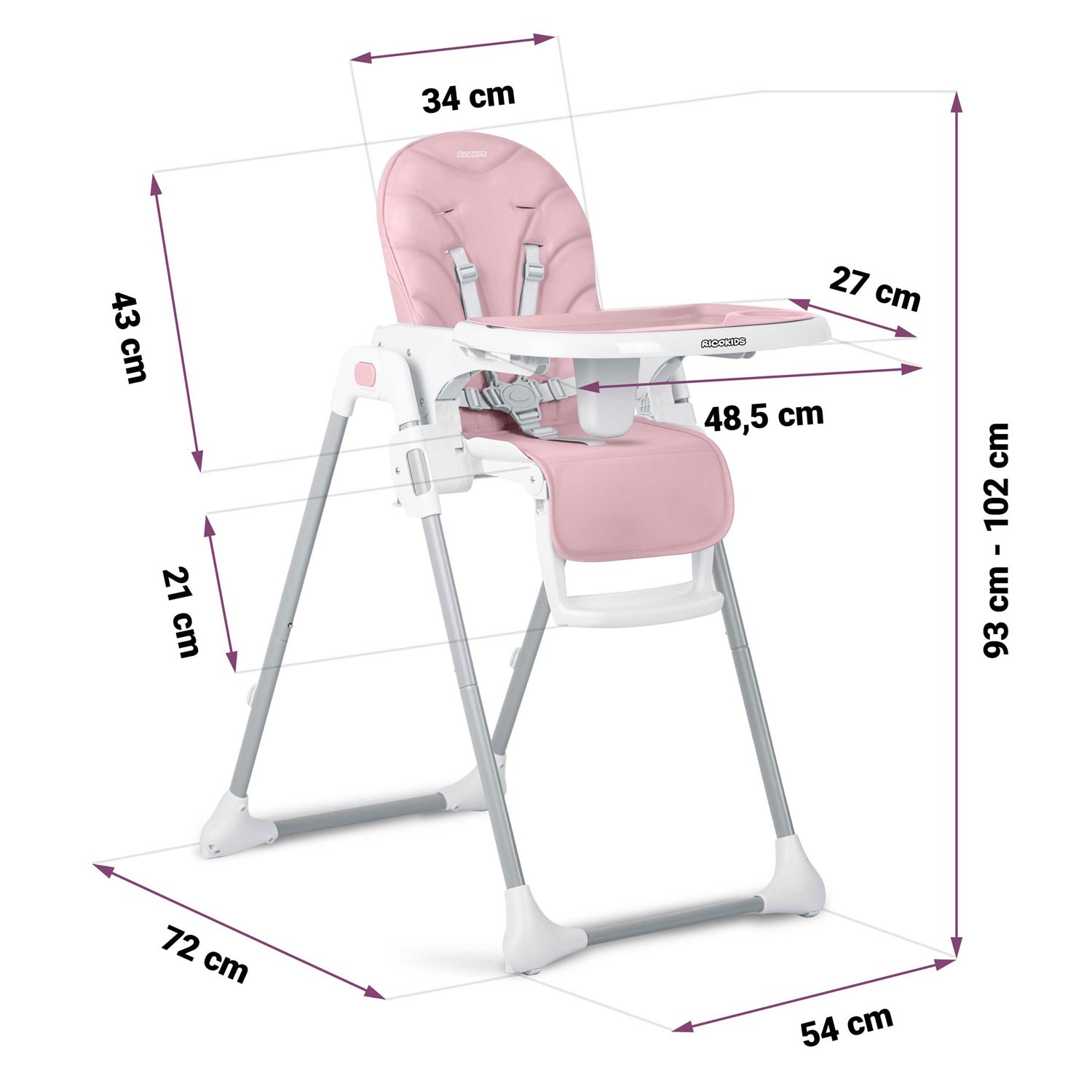 Ricokids Tulo roosa söötmistool - Image 15