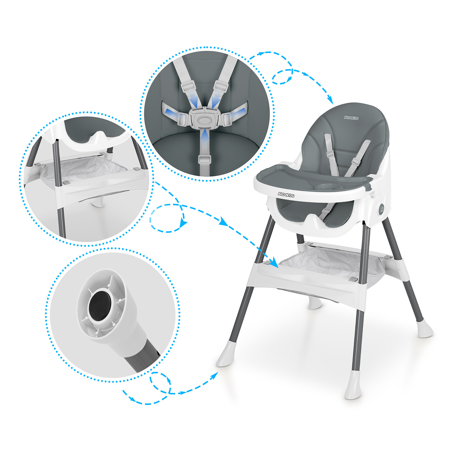 Ricokids Mani söötmistool, hall - Image 9