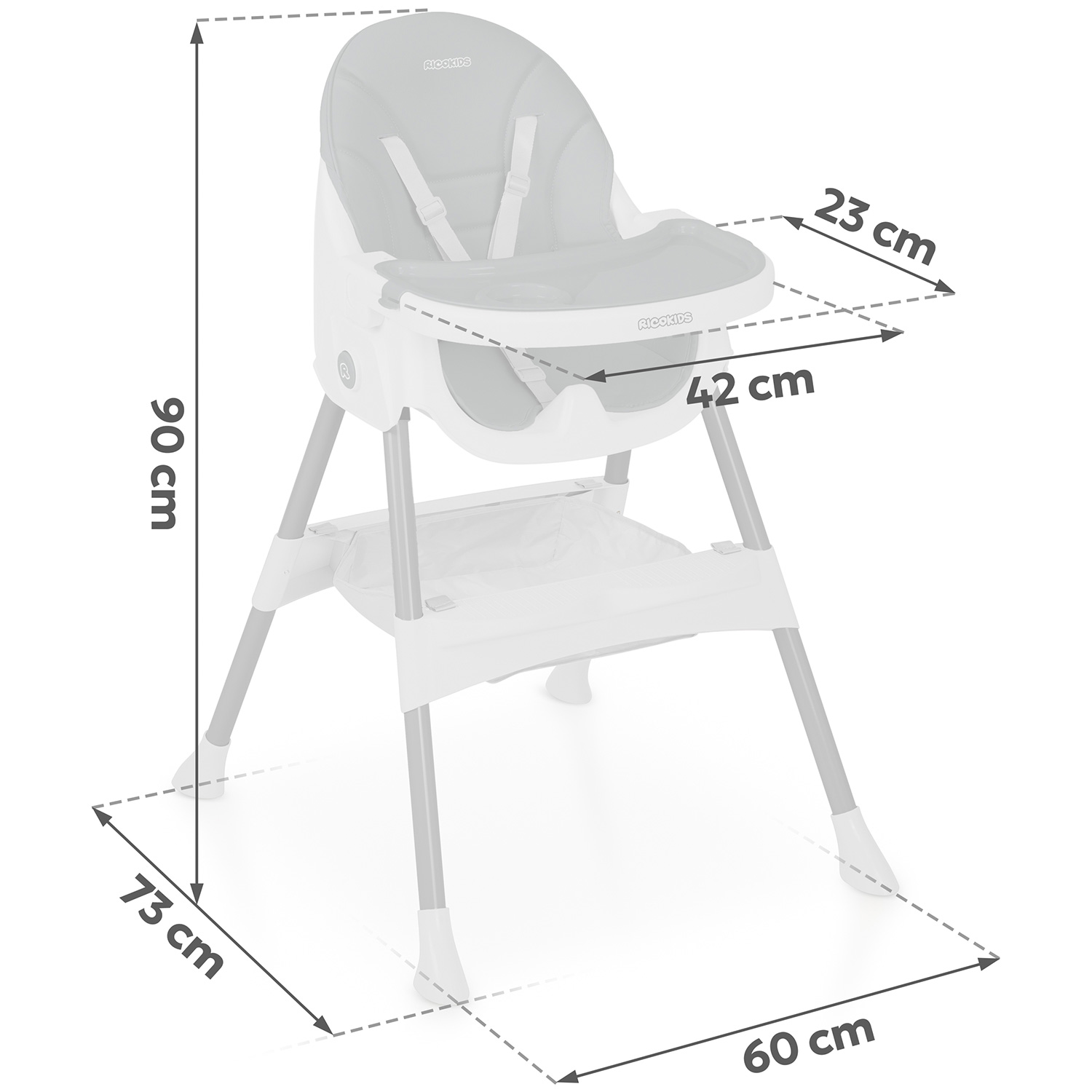 Ricokids Mani söötmistool, hall - Image 7
