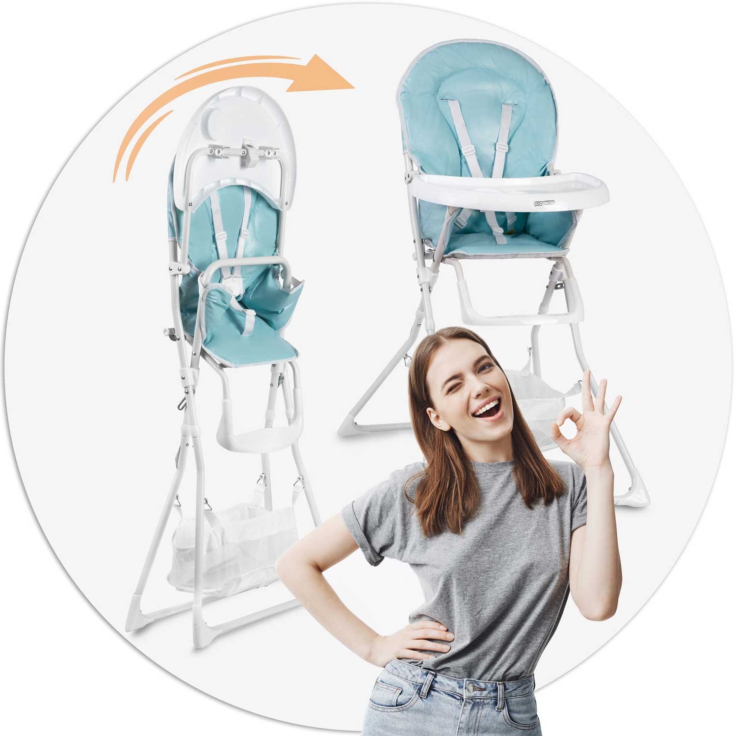 Ricokids FANDO söögitool lauaga, sinine + tasuta korv - Image 2