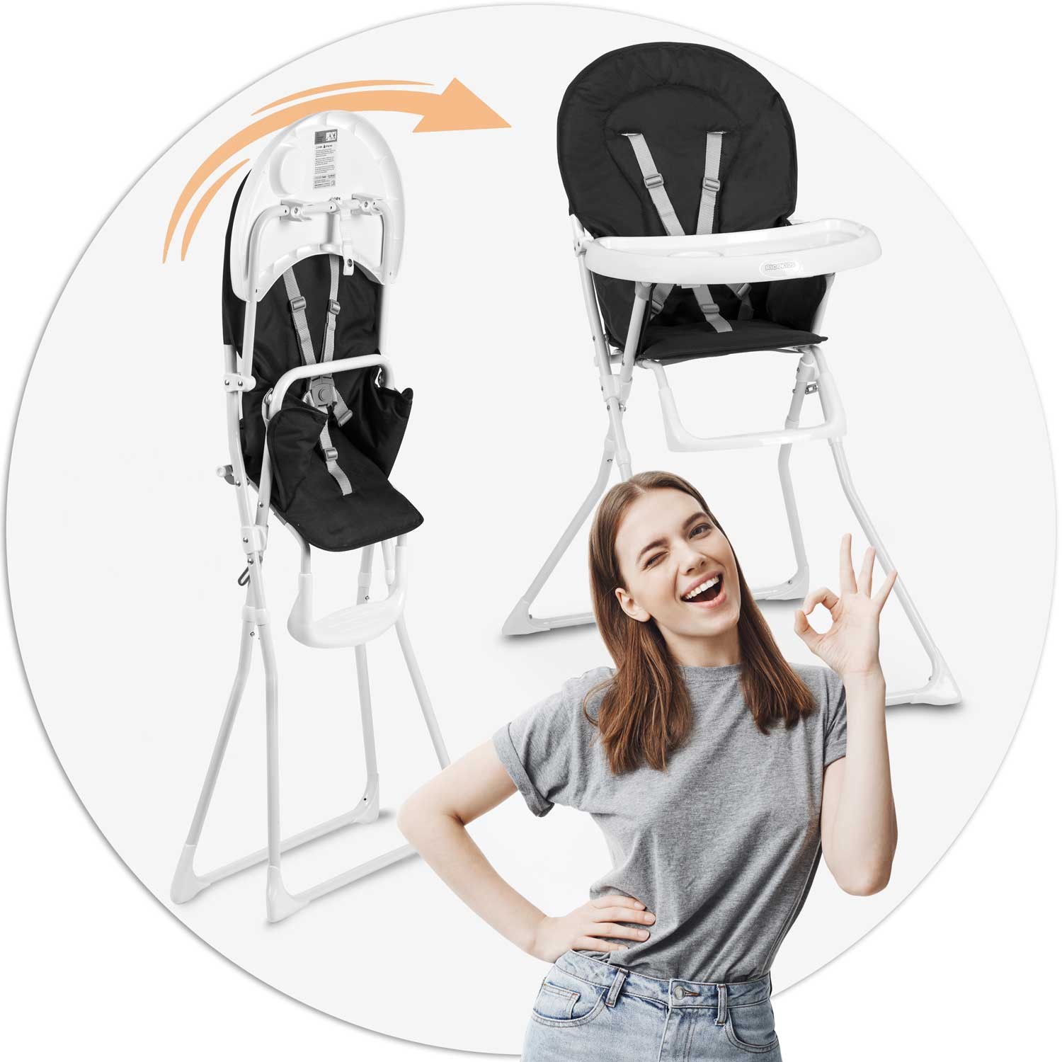 Ricokids FANDO söögitool lauaga, must - Image 6