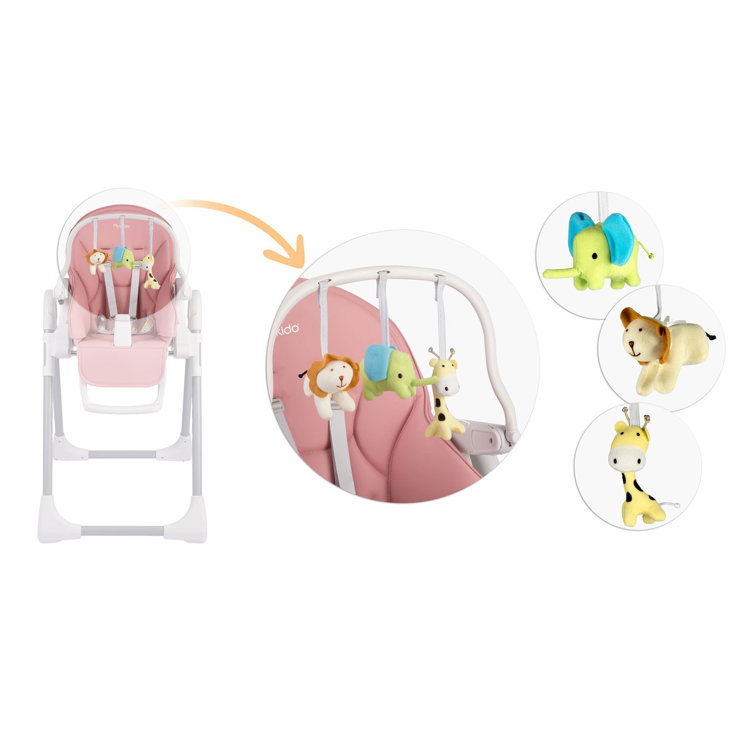 Nukido Belo roosa söögitool laua ja mänguasjakäepidemega - Image 8