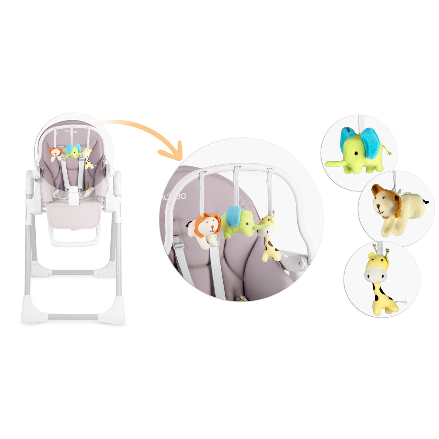 Nukido Belo kanarbikuvärvi söögitool laua ja mänguasjakäepidemega - Image 9