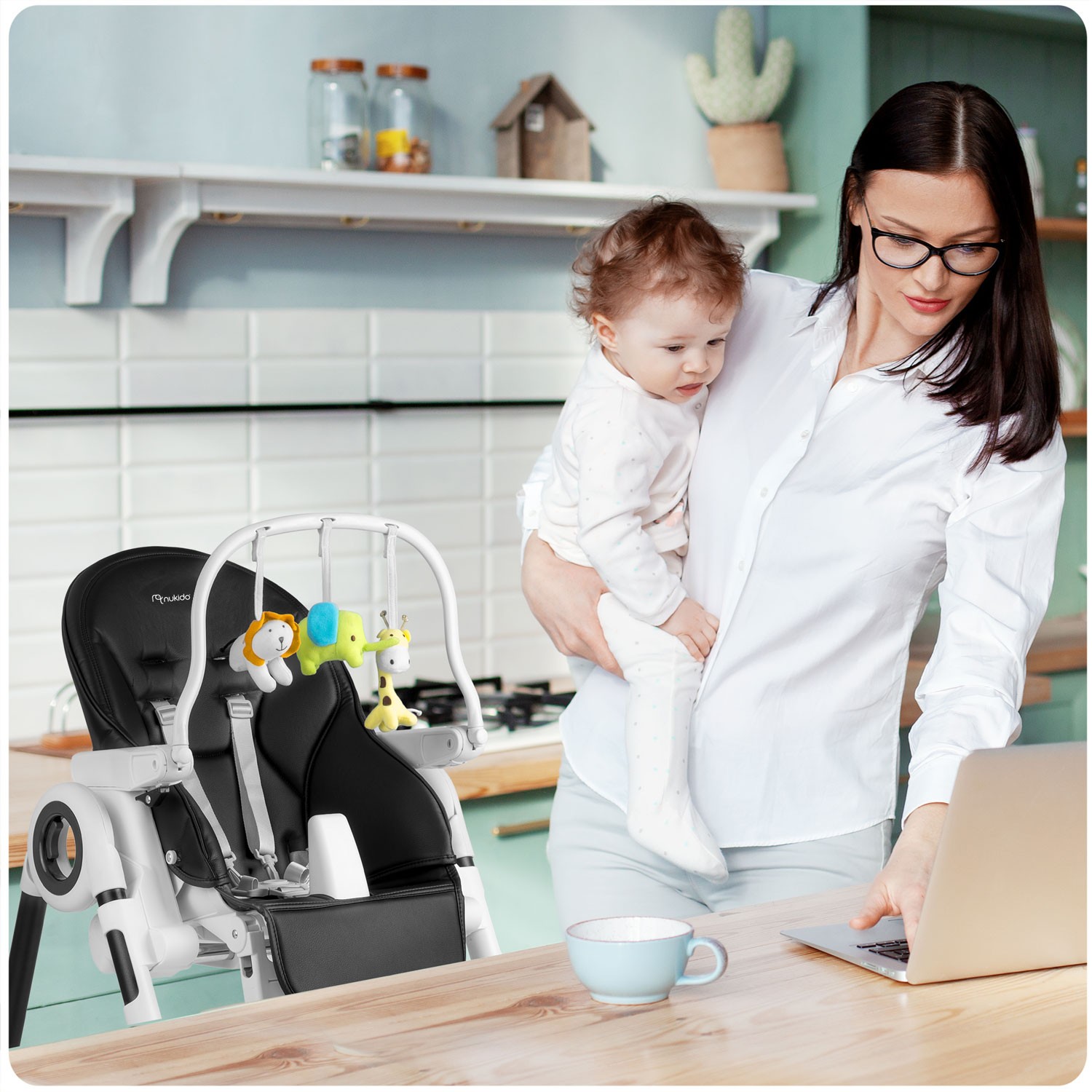 Nukido Belo must söögitool laua ja mänguasjakäepidemega - Image 4