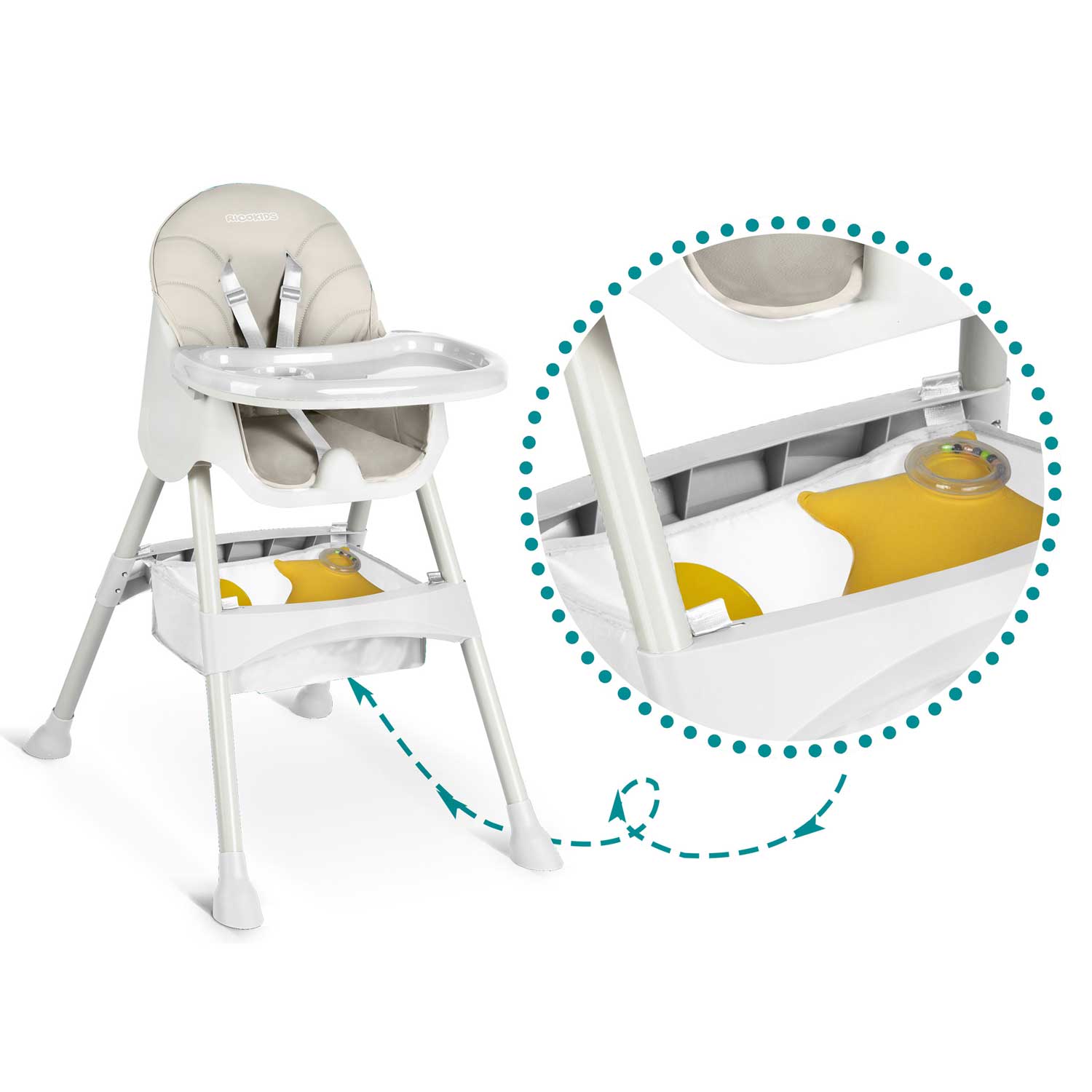 Milo Ricokids söögitool laua ja põllega, hall - Image 6