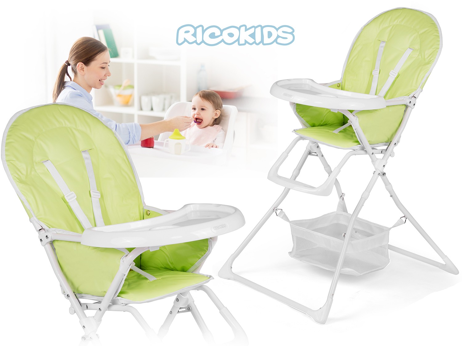 Ricokids FANDO söögitool lauaga, roheline + tasuta korv - Image 3