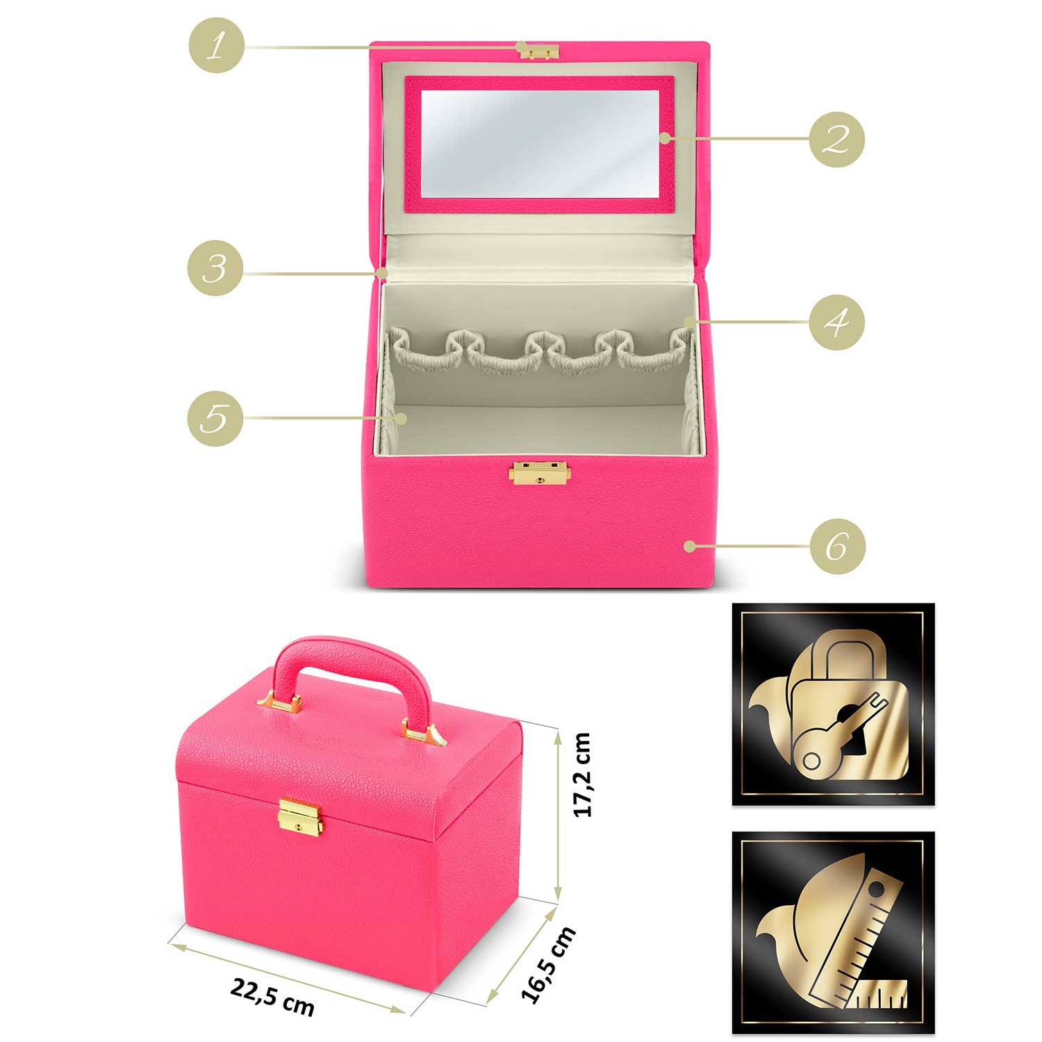 Massido MS-706 roosa kosmeetikakott - Image 9