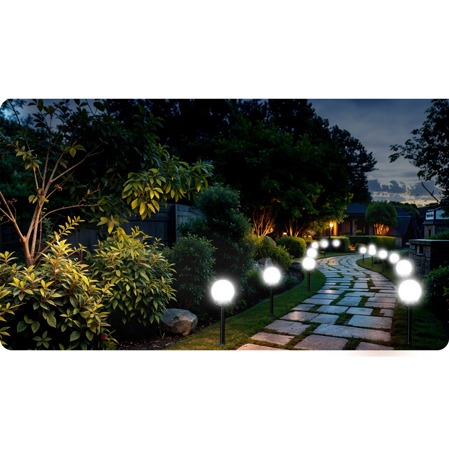 Päikeseenergial töötavad valged kuullambid 4 tk Ilumen LS-102 - Image 6