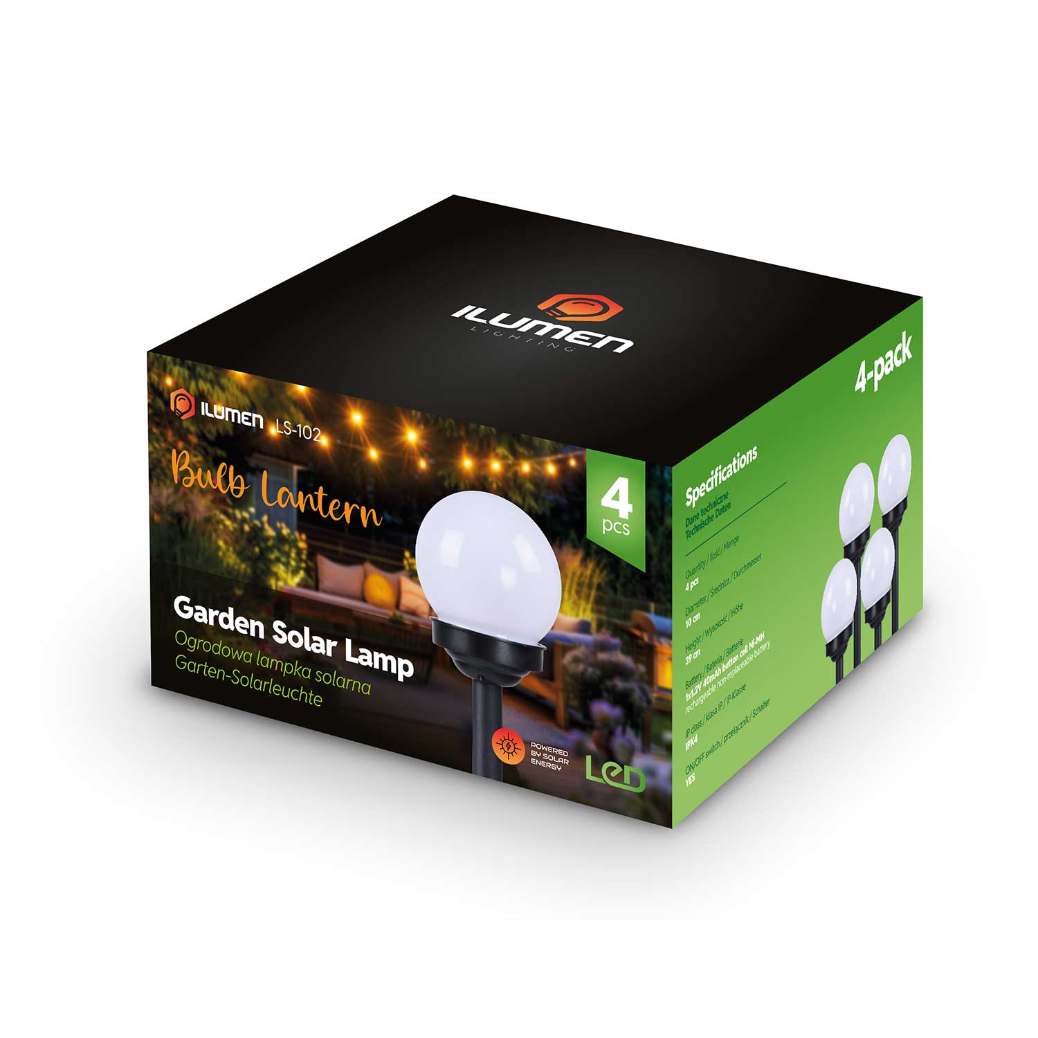 Päikeseenergial töötavad valged kuullambid 4 tk Ilumen LS-102 - Image 14