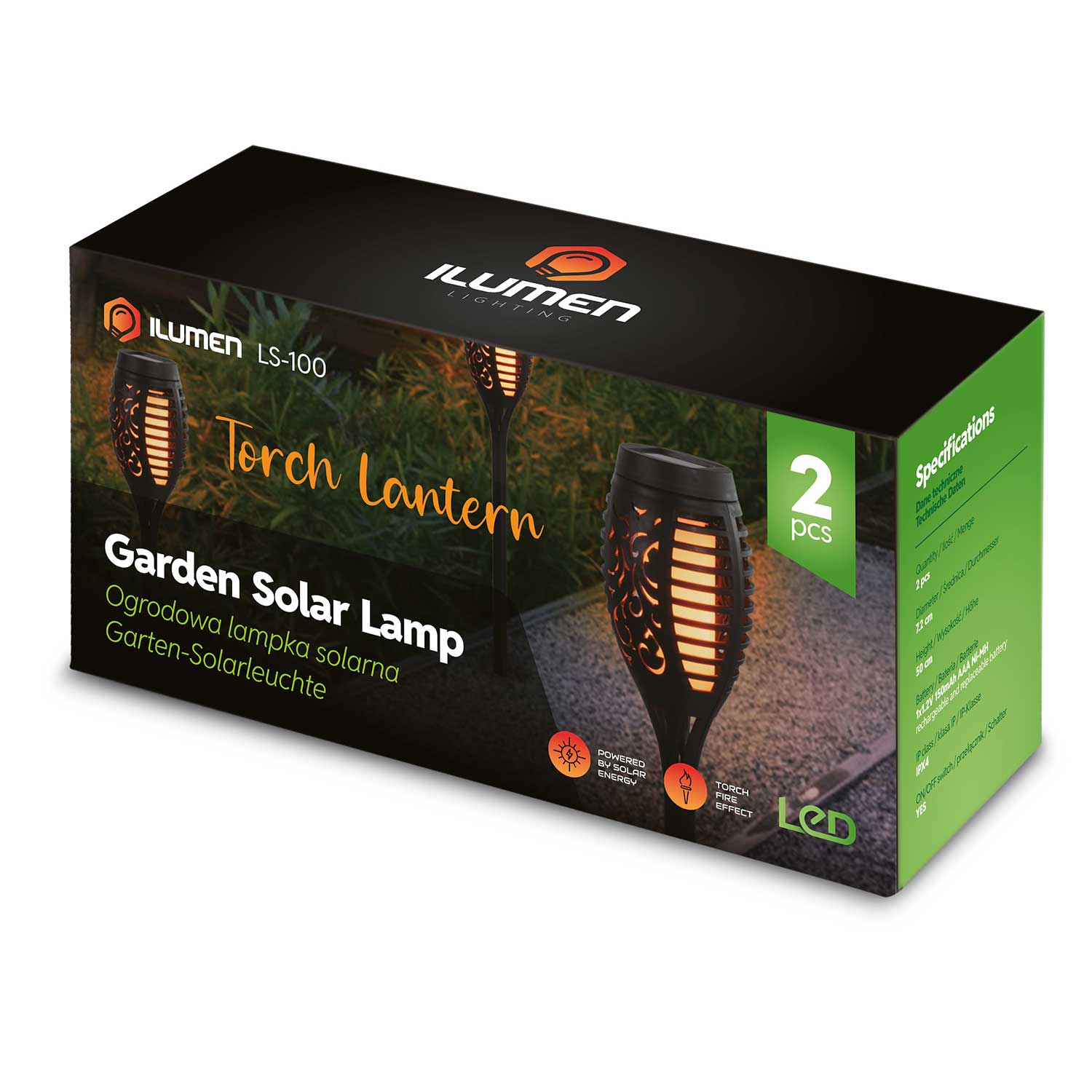 Päikeseenergial töötav taskulamp 2 tk Ilumen LS-100 - Image 6