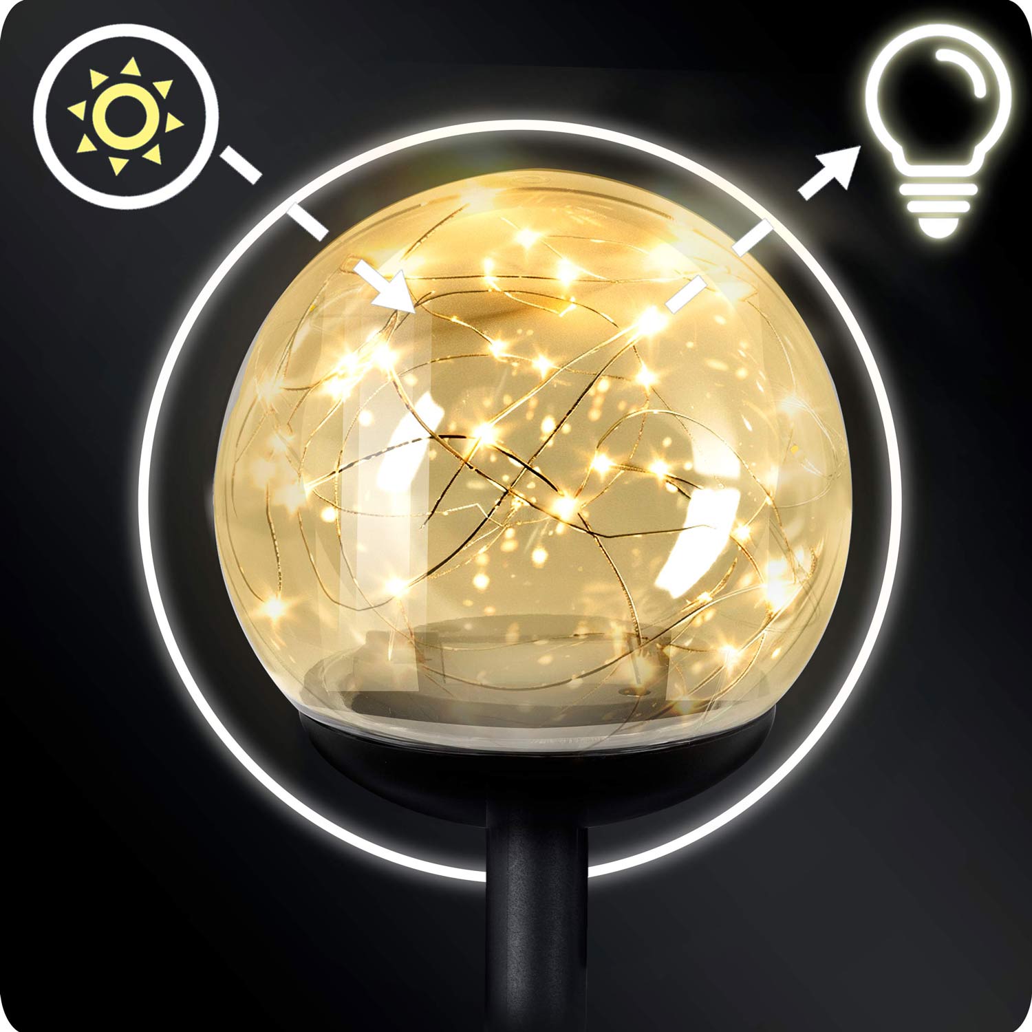 Päikeselamp, läbipaistev pall, 4 tk. Ilumen LS-103 - Image 6