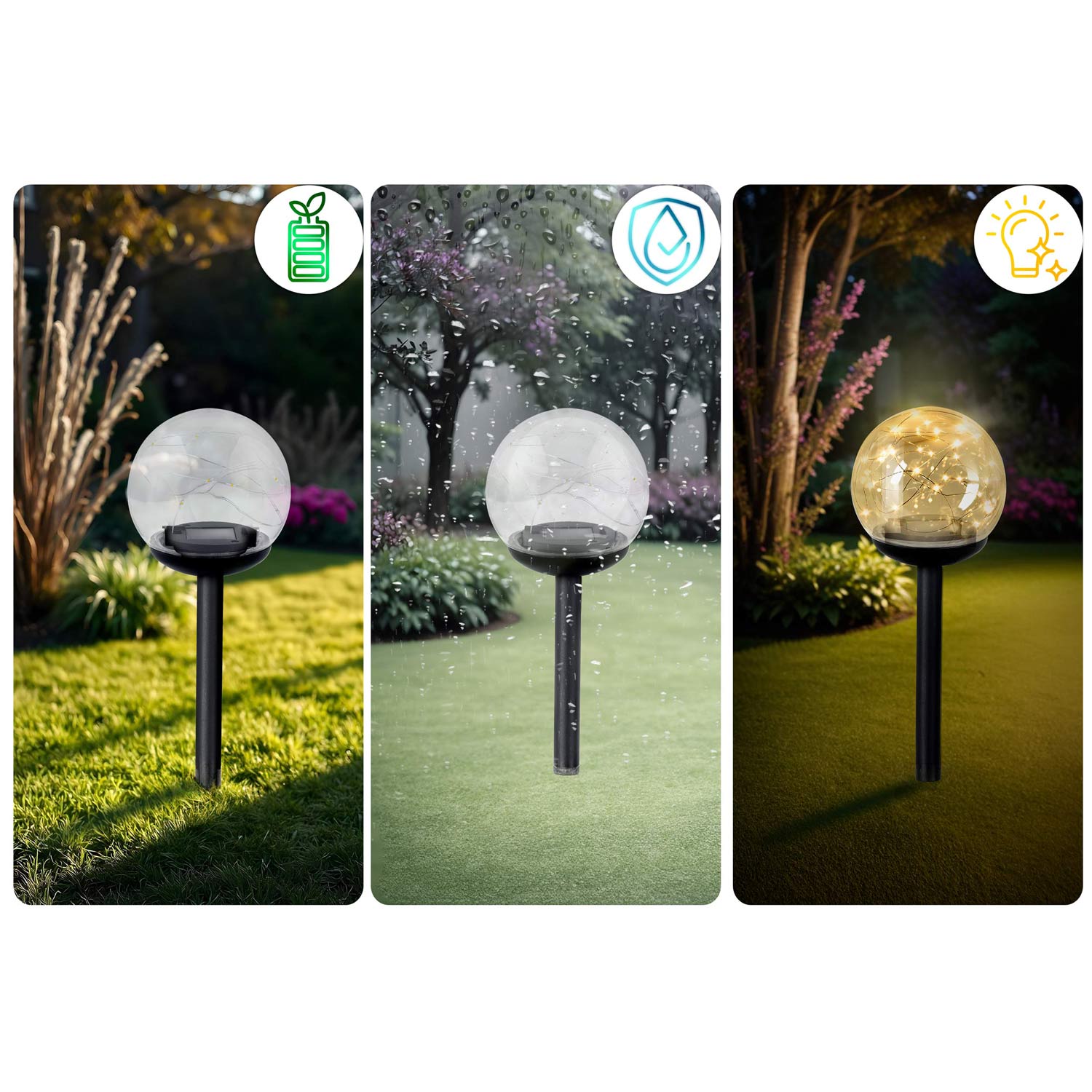 Päikeselamp, läbipaistev pall, 4 tk. Ilumen LS-103 - Image 8