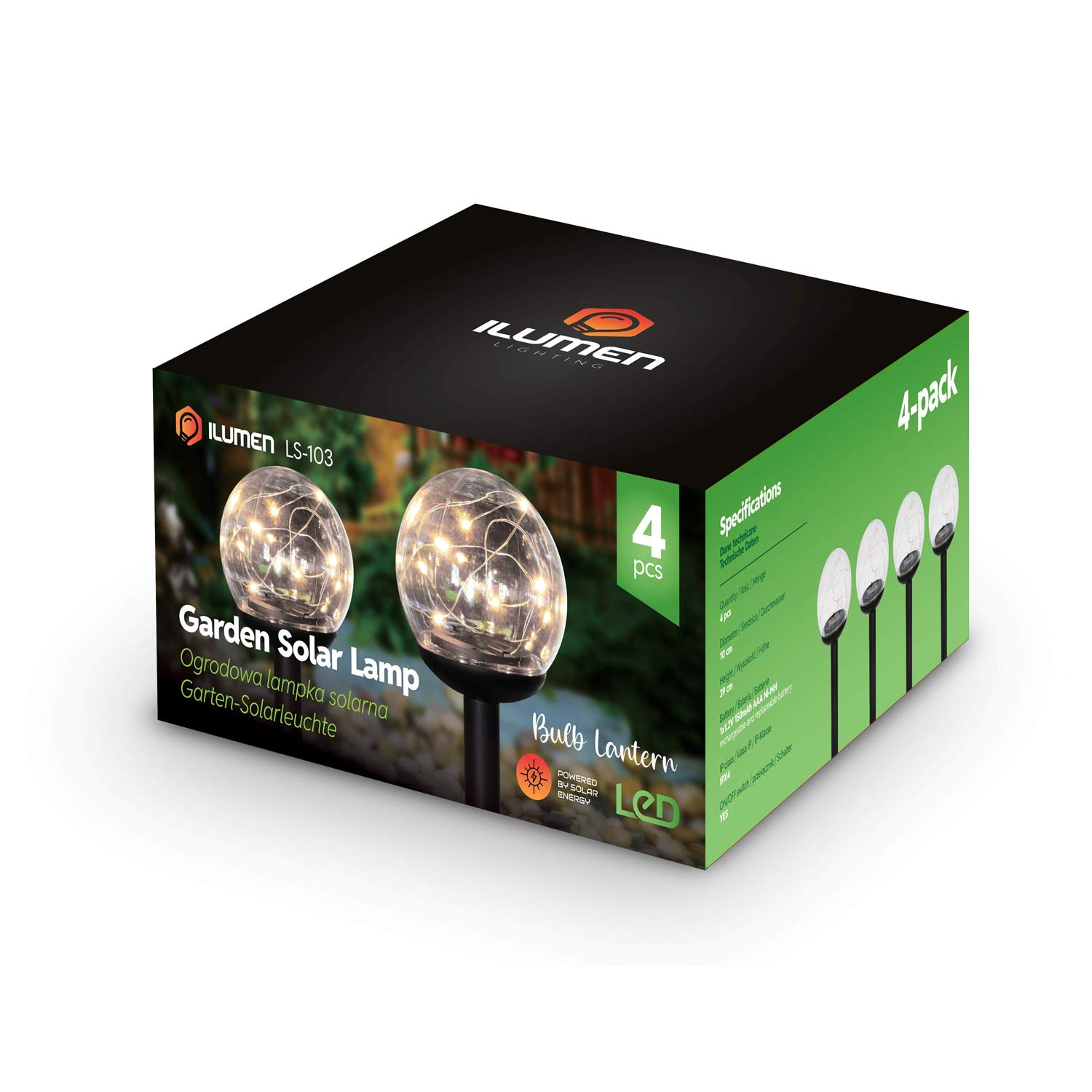 Päikeselamp, läbipaistev pall, 4 tk. Ilumen LS-103 - Image 11
