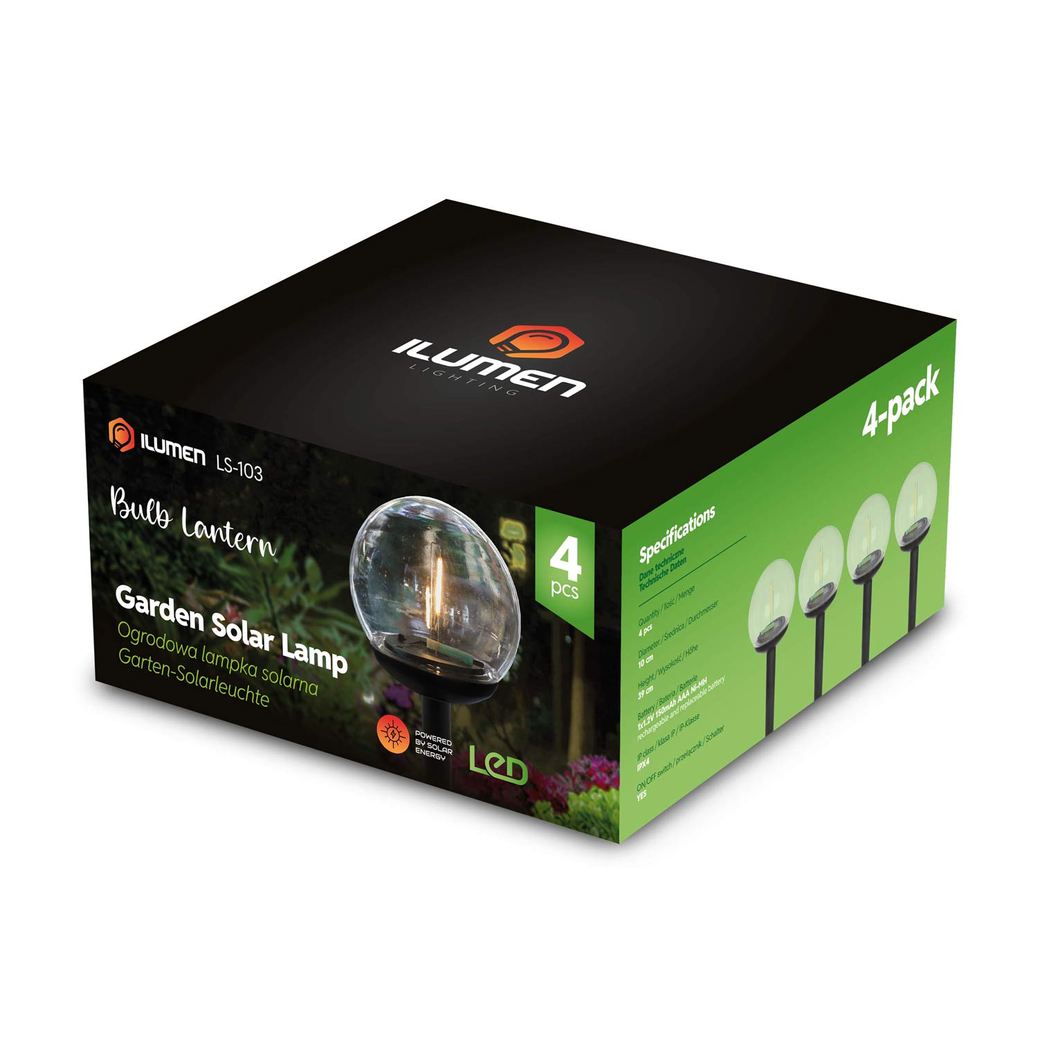 Päikeselamp, läbipaistev pall, 4 tk. Ilumen LS-103 - Image 11