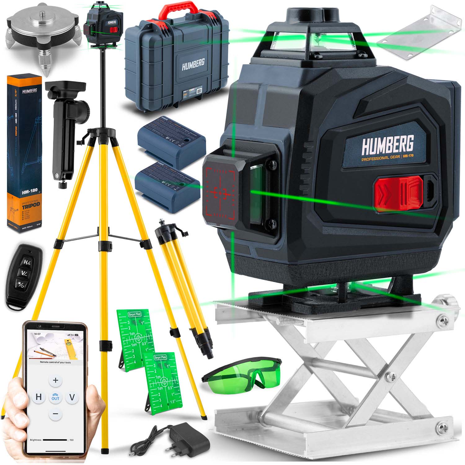 Ristjoonlaser kohvris + Humberg HM-170 statiiv