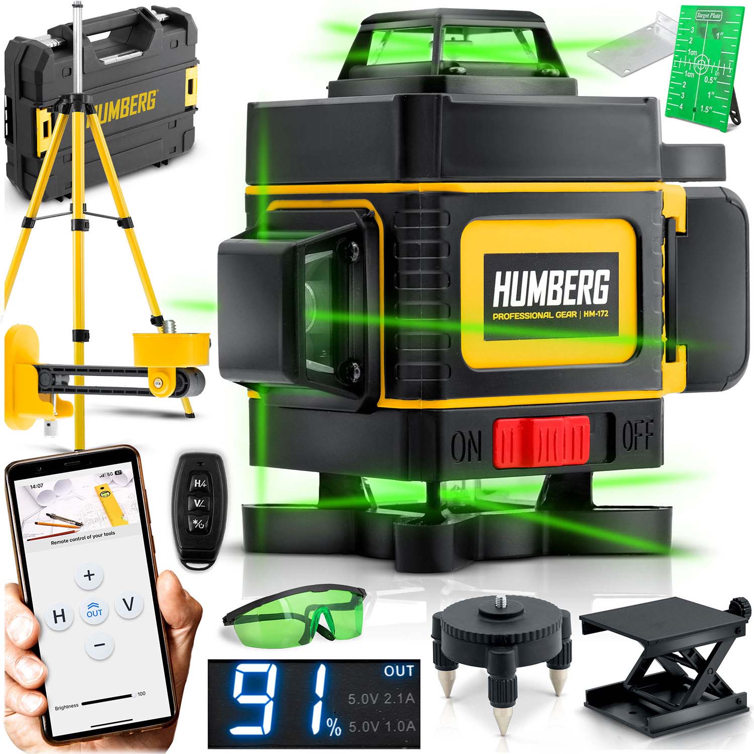 Ristjoonlaser kohvris + Humberg HM-172 statiiv