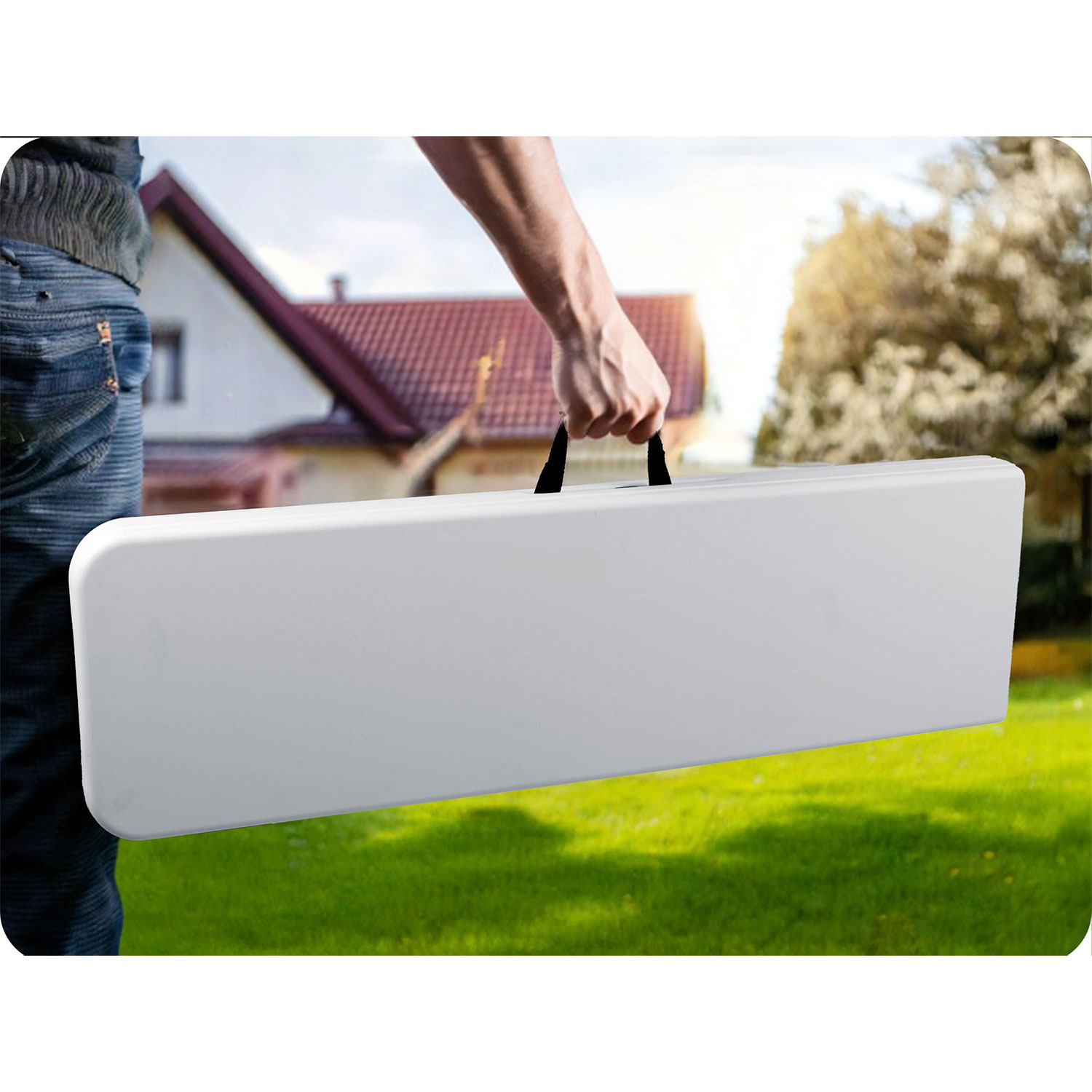 Kokkupandav aiapink toitlustamiseks 180 cm Plonos valge - Image 5