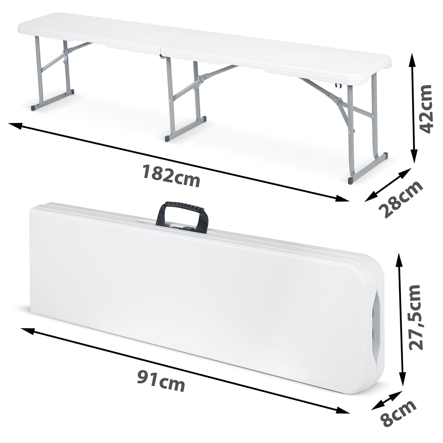 Kokkupandav aiapink toitlustamiseks 180 cm Plonos valge - Image 4