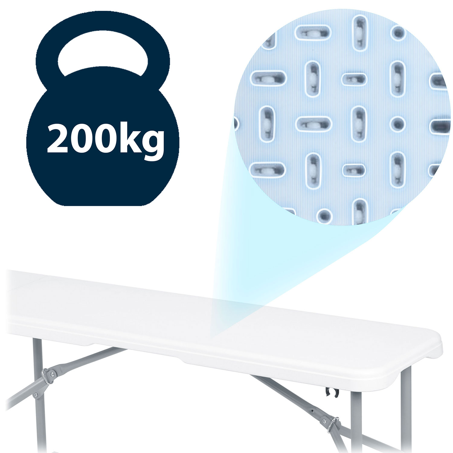 Kokkupandav aiapink toitlustamiseks 180 cm Plonos valge - Image 6