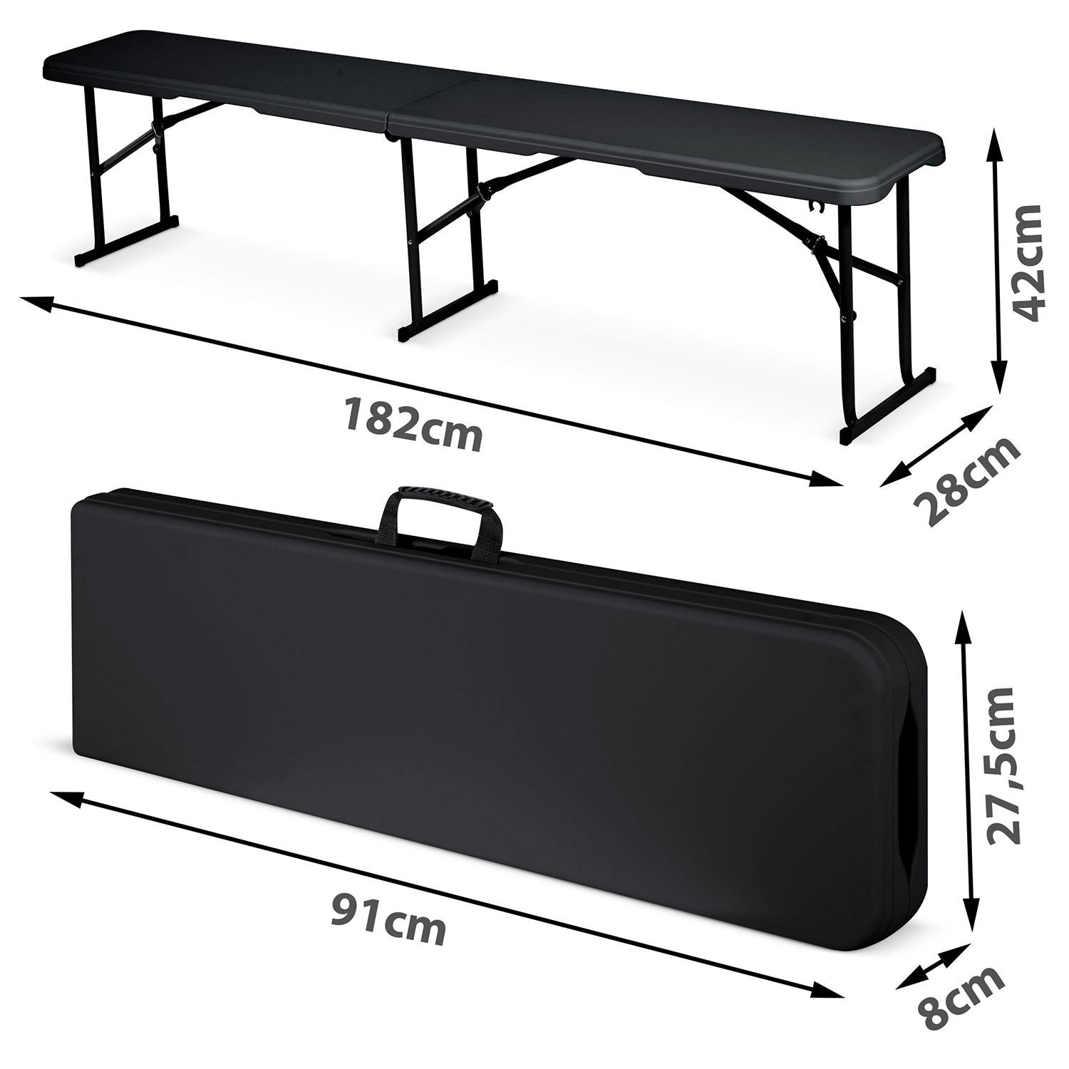Kokkupandav toitlustusaiapink 180 cm Plonos must - Image 4