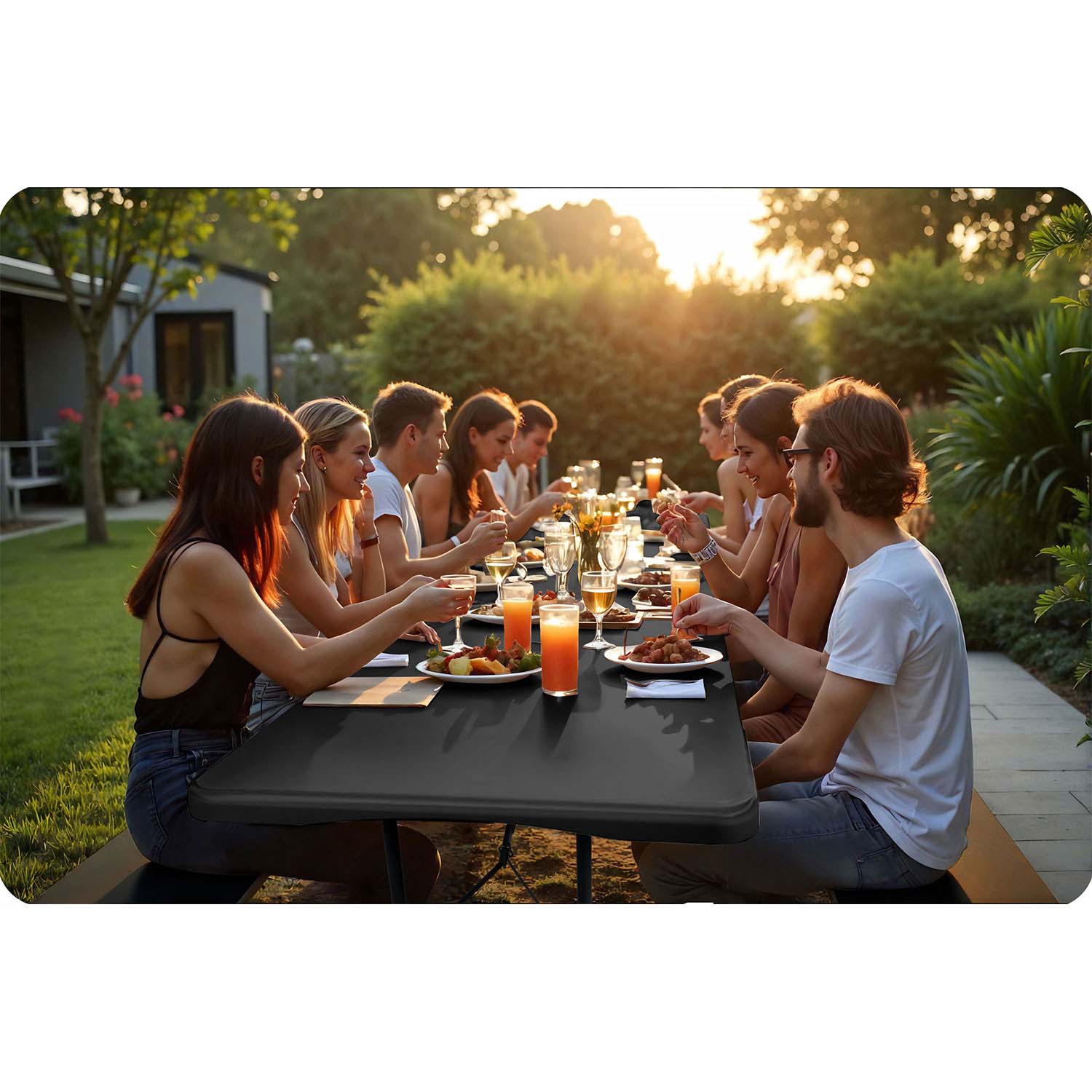 Kokkupandav toitlustusaiapink 180 cm Plonos must - Image 5