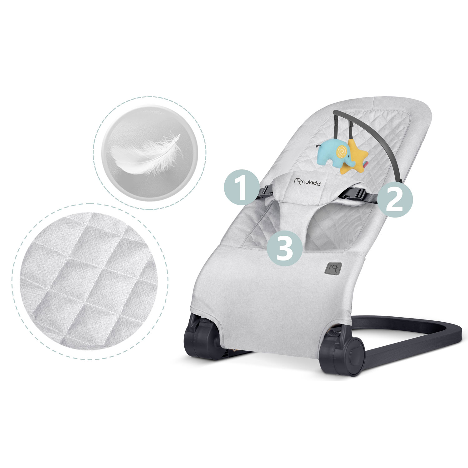 NK-52 Nukido kiiktool mänguasjadega - helehall - Image 3