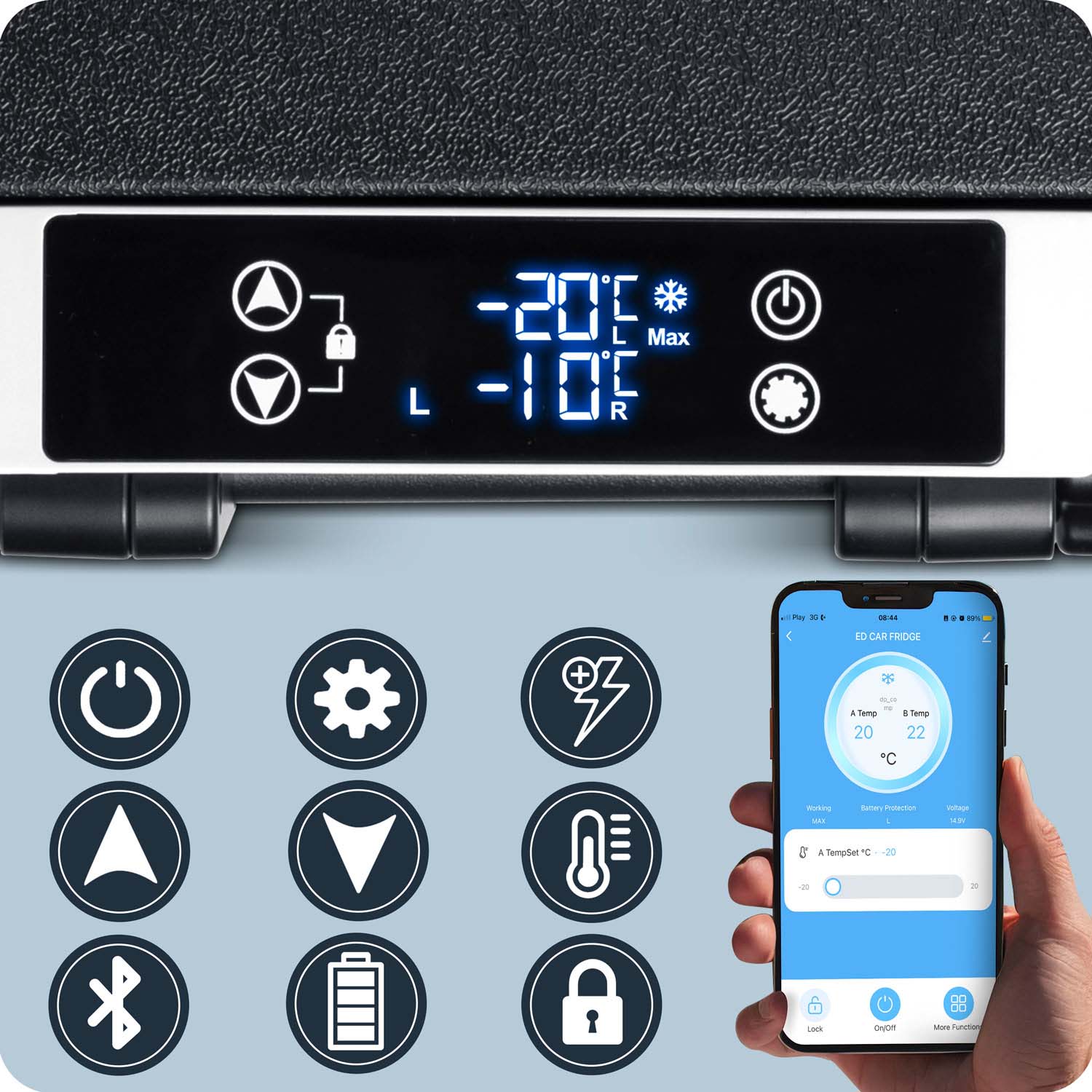 Icemax 400 Berdseni 40-liitrine kompressoriga reisikülmik - must ja hall - Image 14