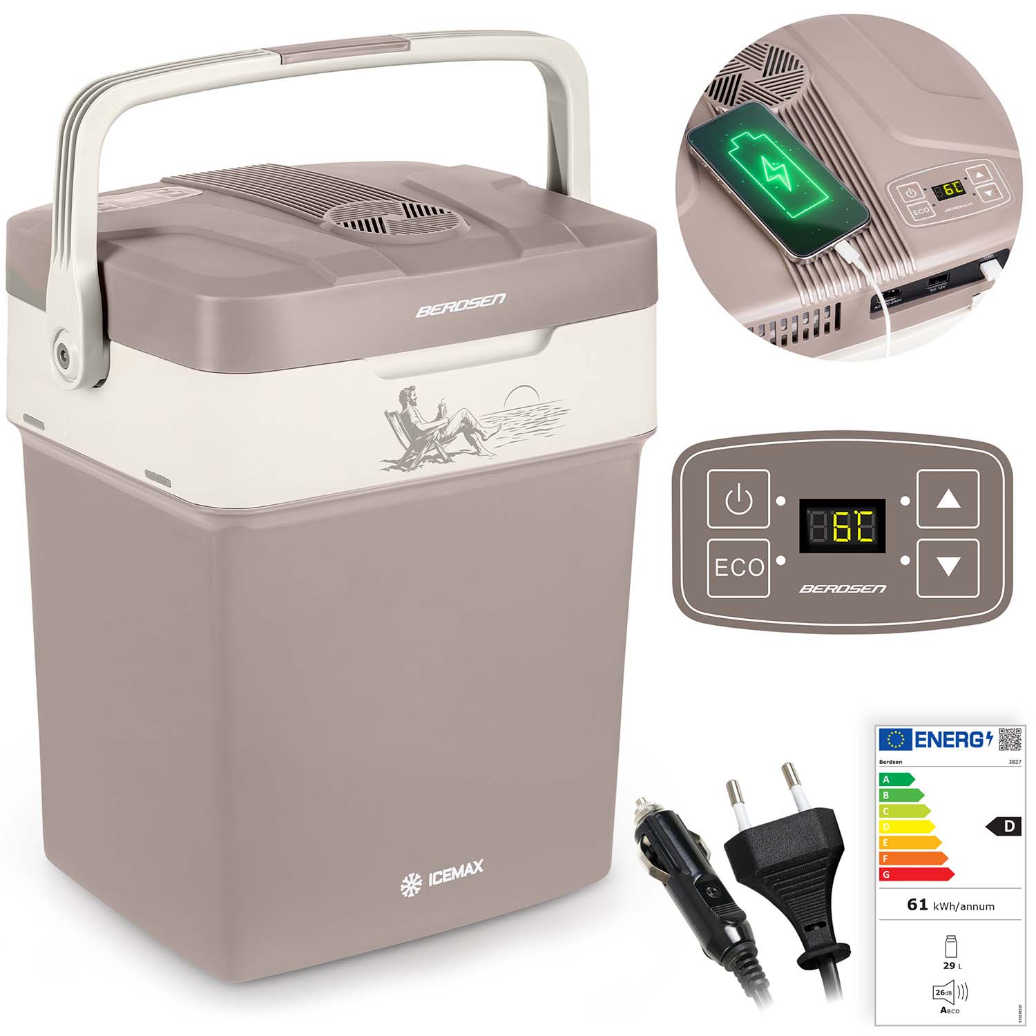 Berdsen Icemax 29-liitrine ECO-režiimiga külmik - tumehall - Image 15