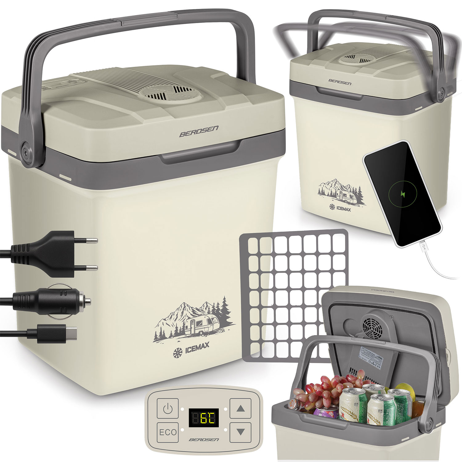 Berdsen Icemax 26-liitrine ECO-režiimiga reisikülmik - kreemjas