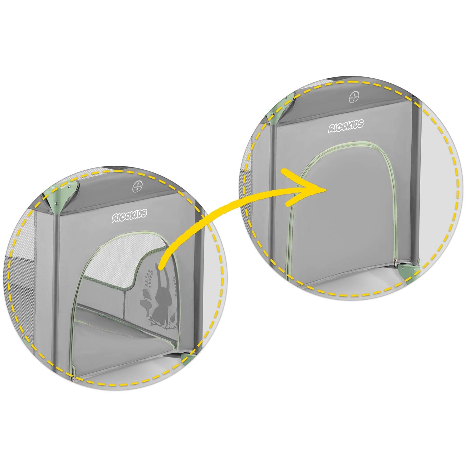 Reisivoodi 125 x 65 x 78 cm RK-240 hall-mündiroheline - Image 12