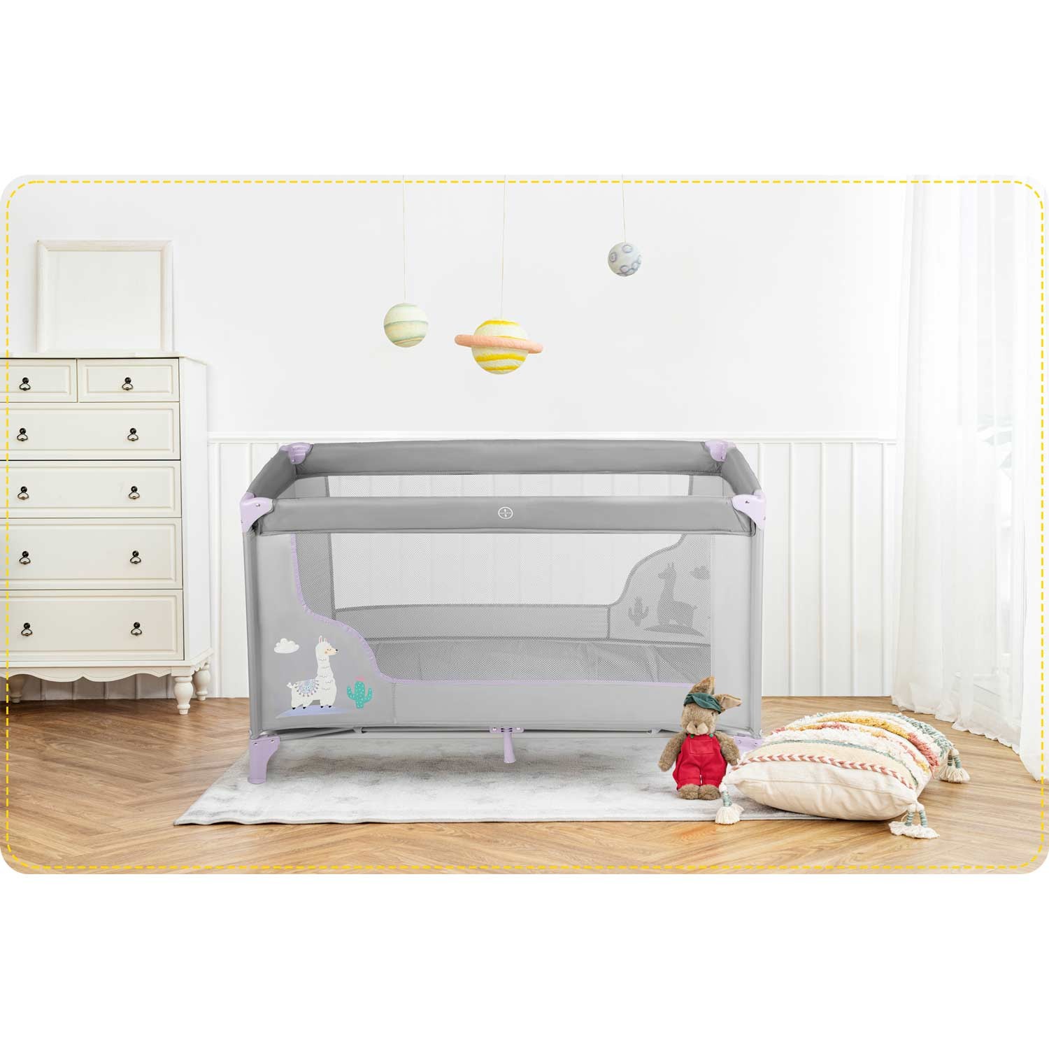 Reisivoodi 125 x 65 x 78 cm RK-240 hall-lavendel - Image 8