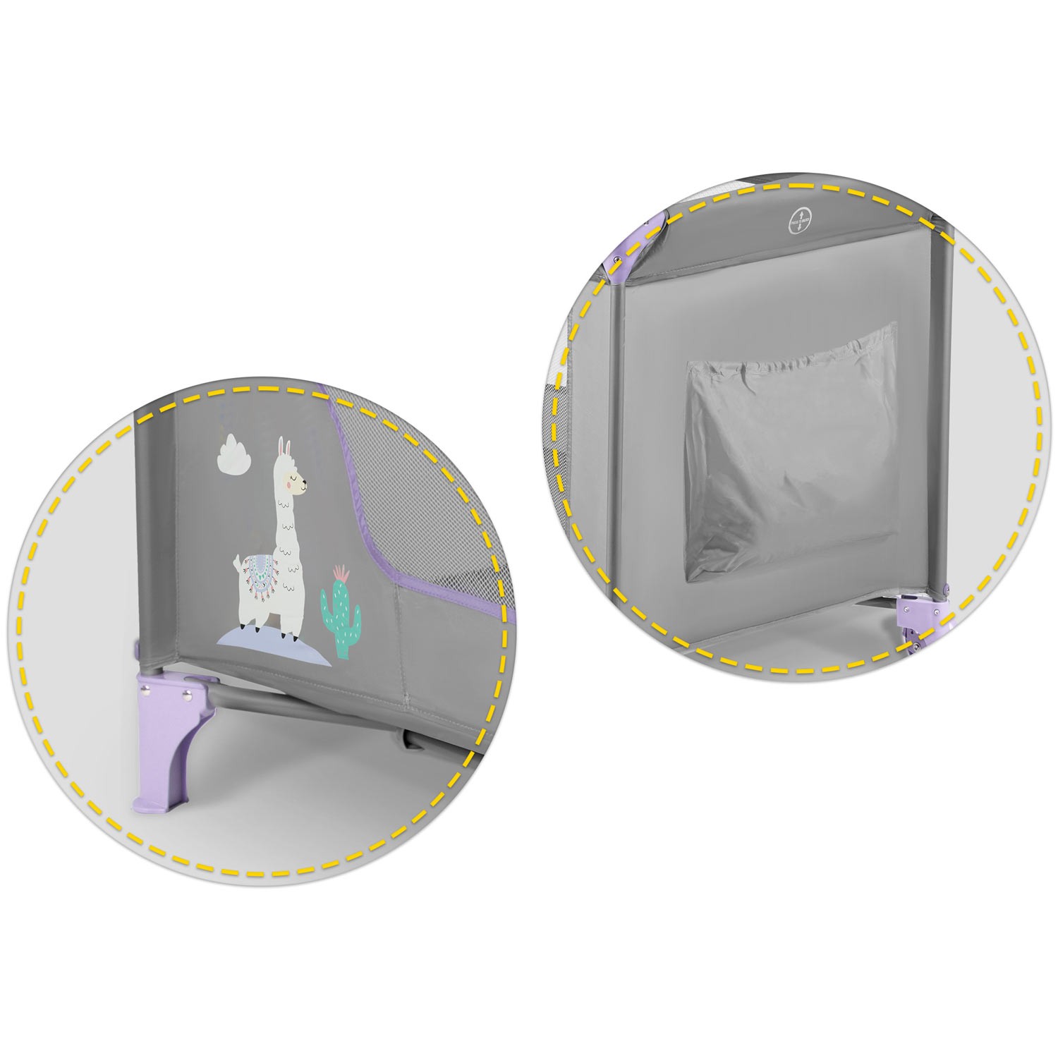 Reisivoodi 125 x 65 x 78 cm RK-240 hall-lavendel - Image 9