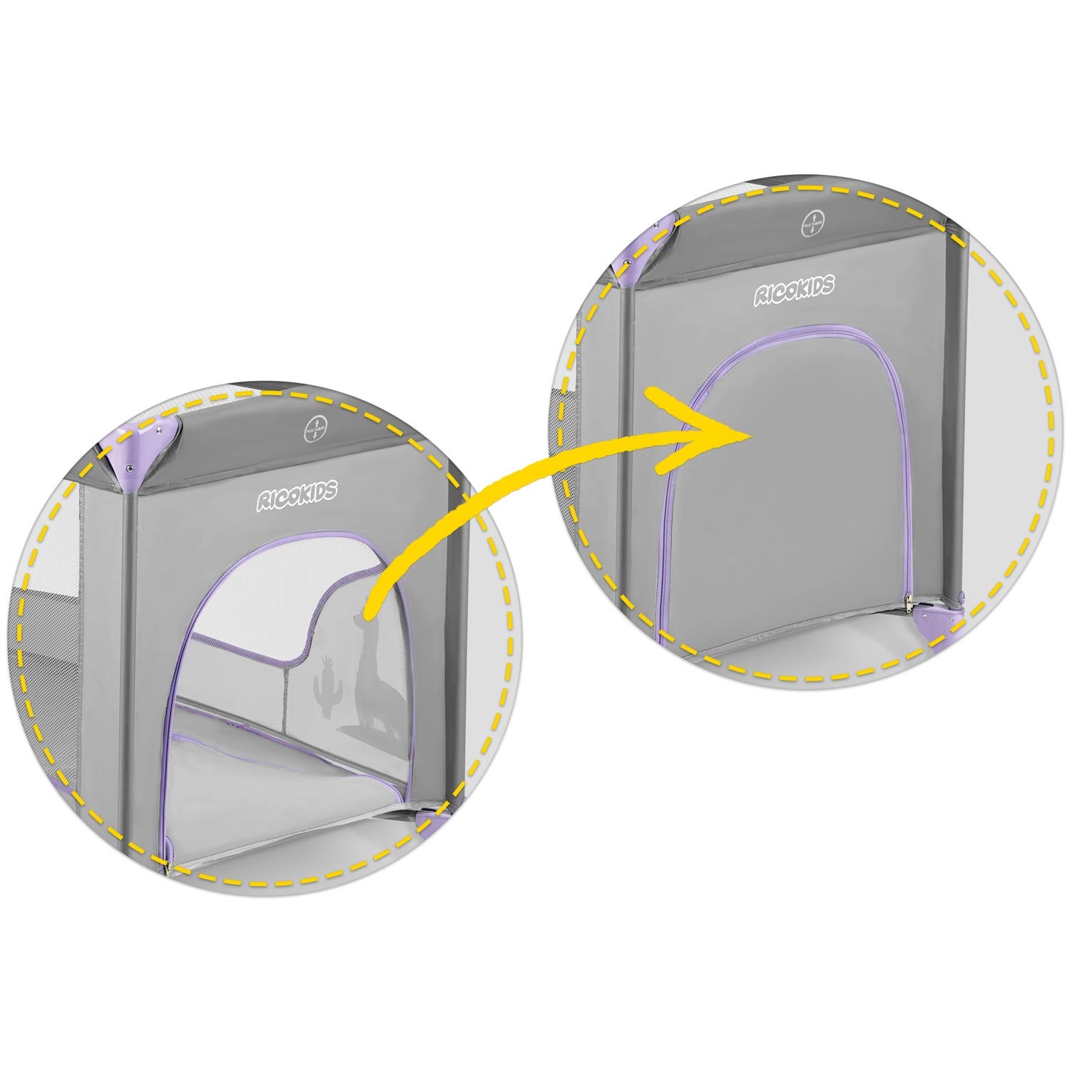 Reisivoodi 125 x 65 x 78 cm RK-240 hall-lavendel - Image 12