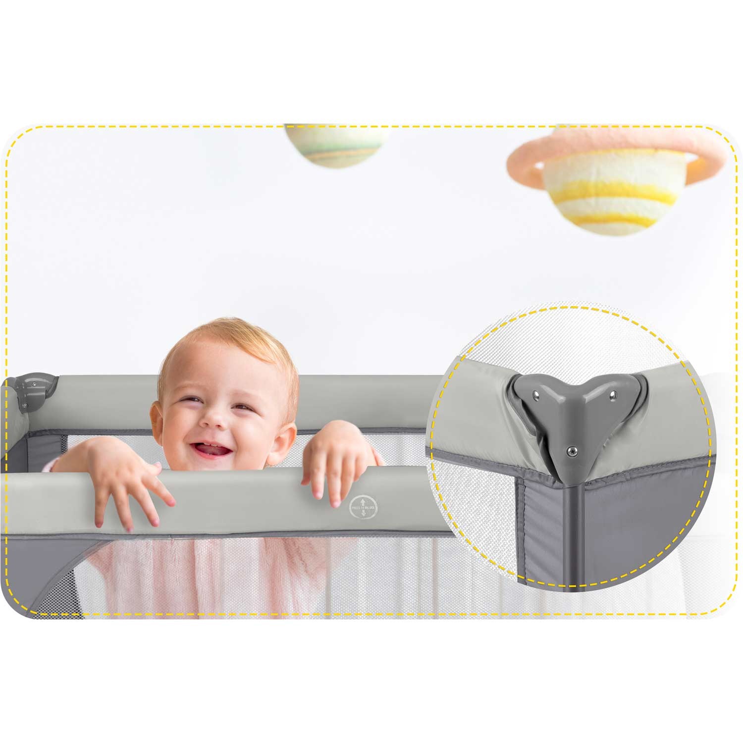 Reisivoodi 125 x 65 x 78 cm RK-240 helehall - Image 6