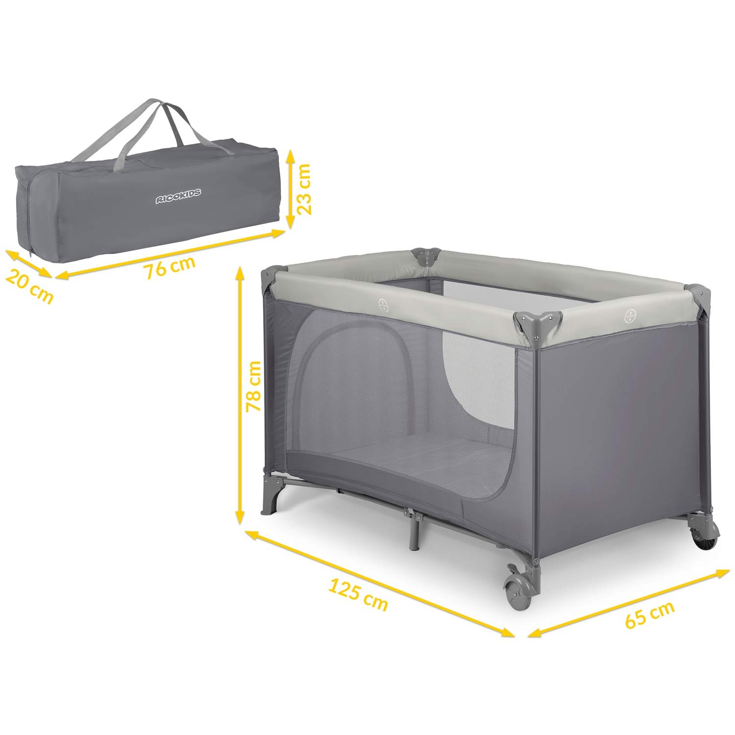 Reisivoodi 125 x 65 x 78 cm RK-240 helehall - Image 12