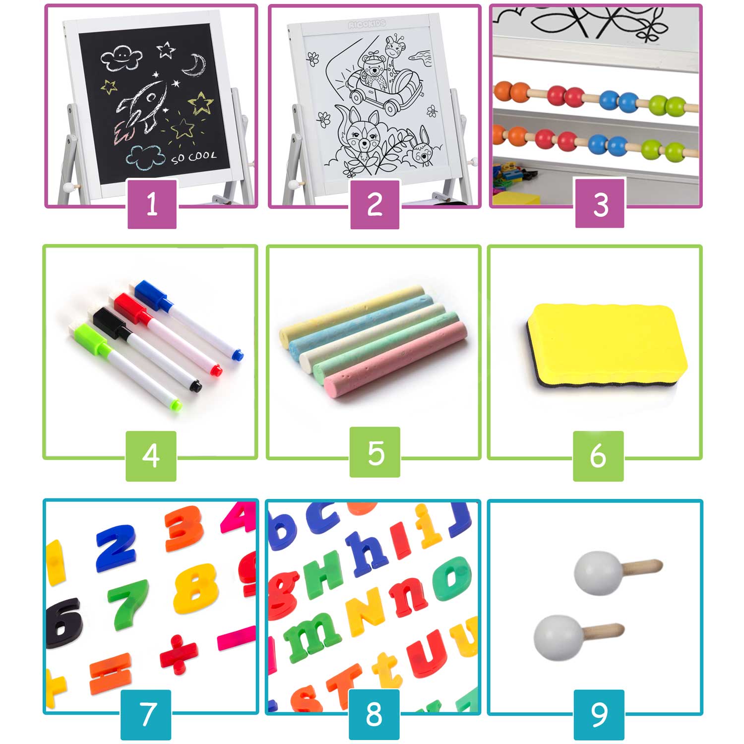 Ricokidsi pöörlev magnetiline kriiditahvli - hall - Image 9