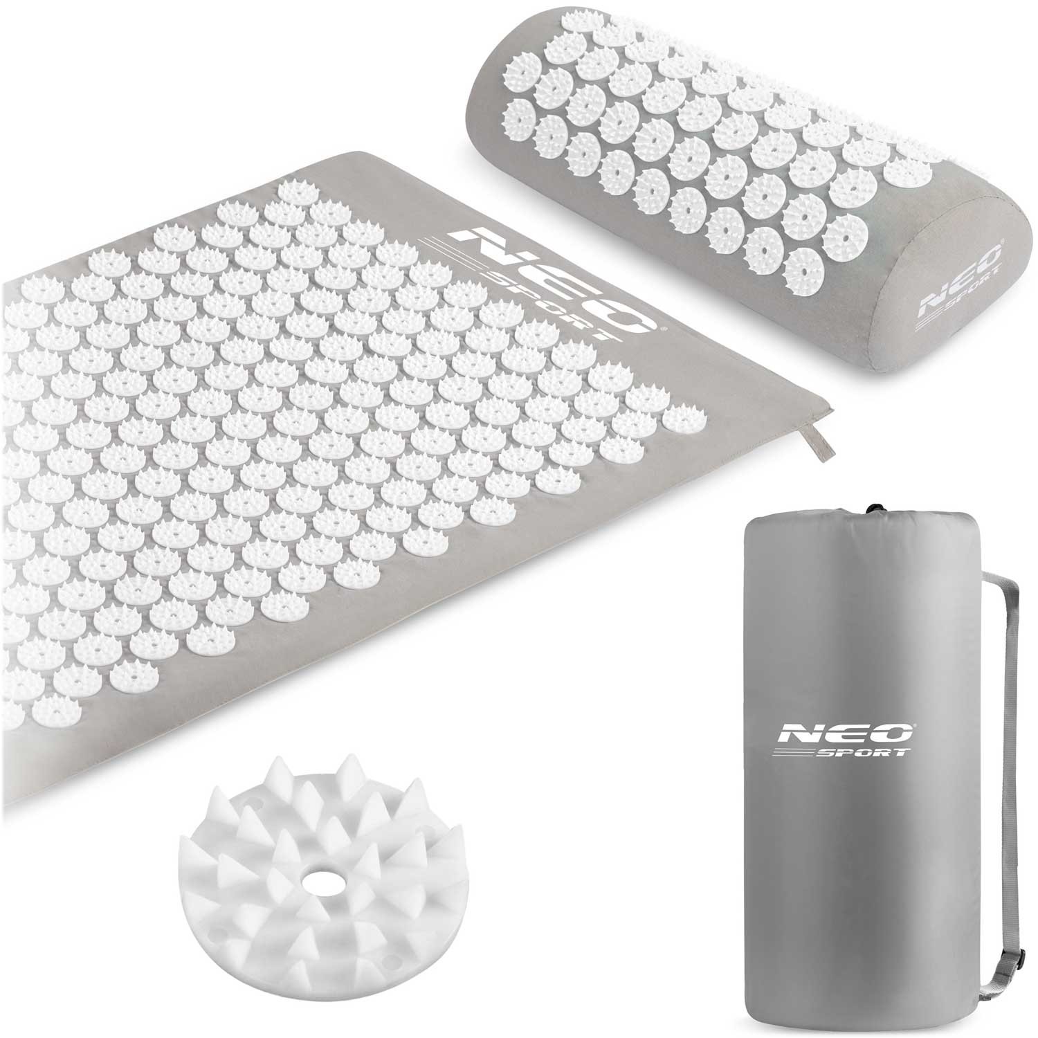 Neo-Sport NS-900 nõelravimatt naeltega, hall ja valge