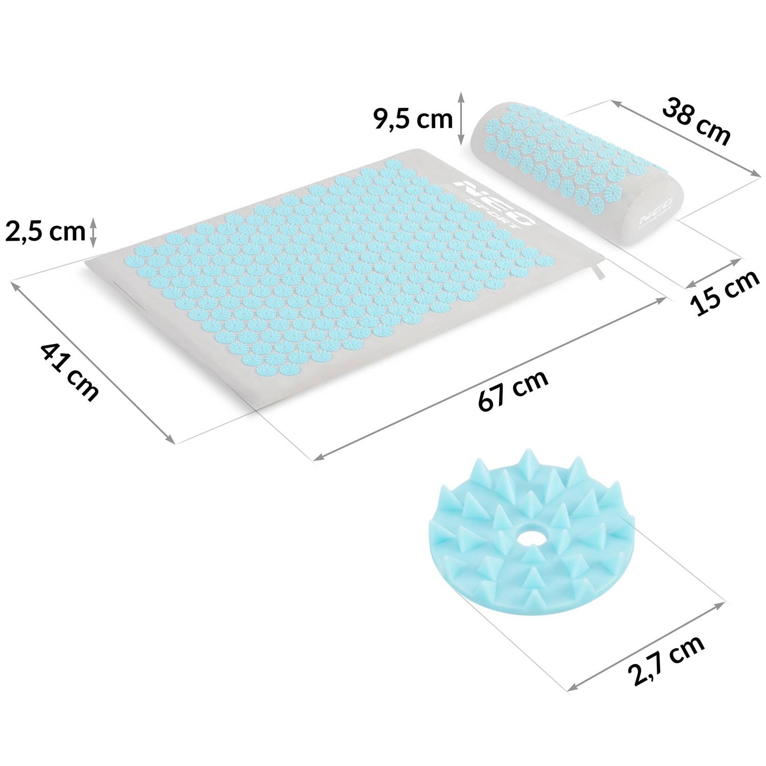 Neo-Sport NS-900 ogadega nõelravimatt, hall ja türkiissinine - Image 6